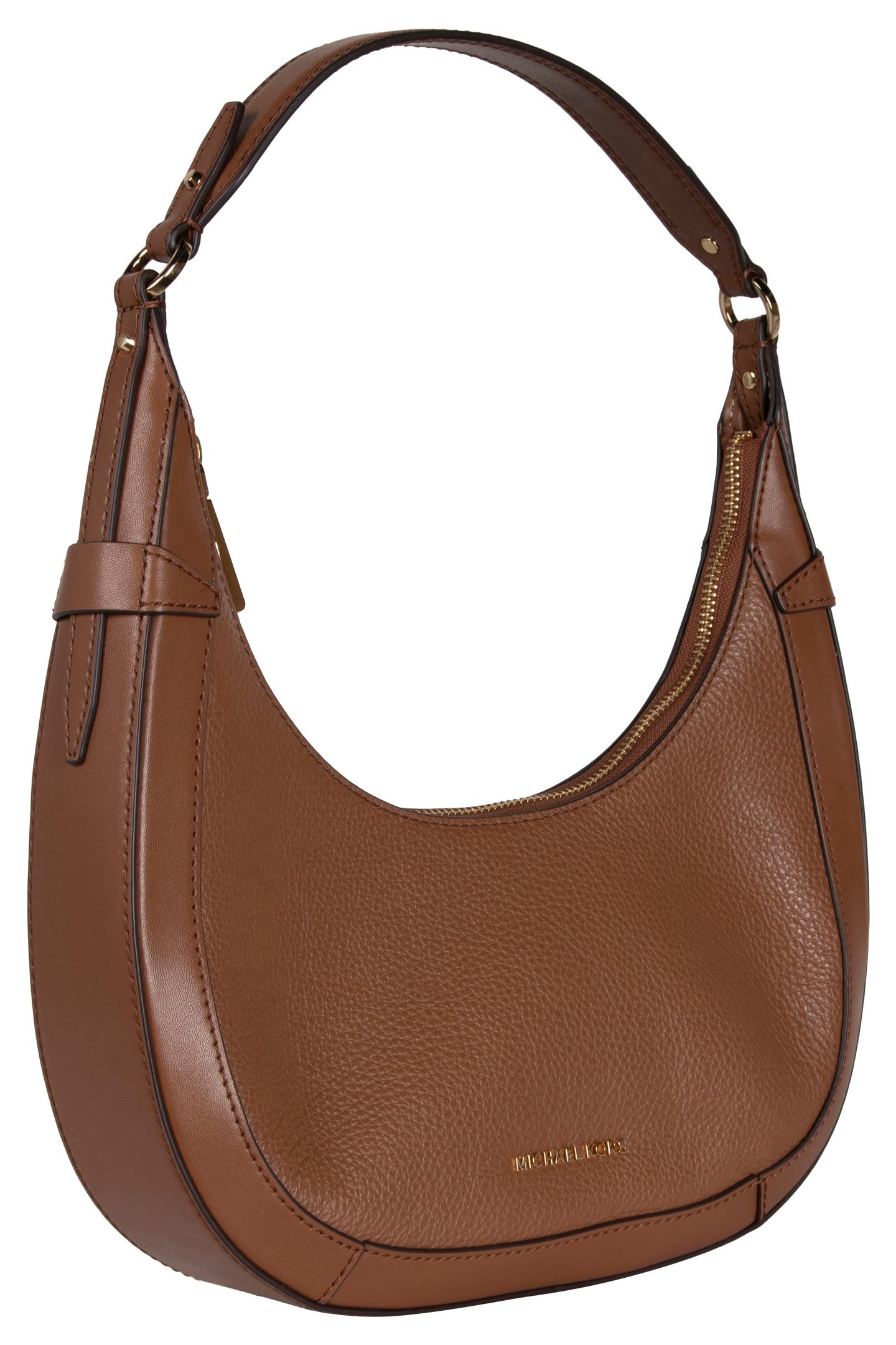 CRESCENT TOP ZIP SHOULDER BAG IN BROWN LEATHER | Online Outlet
