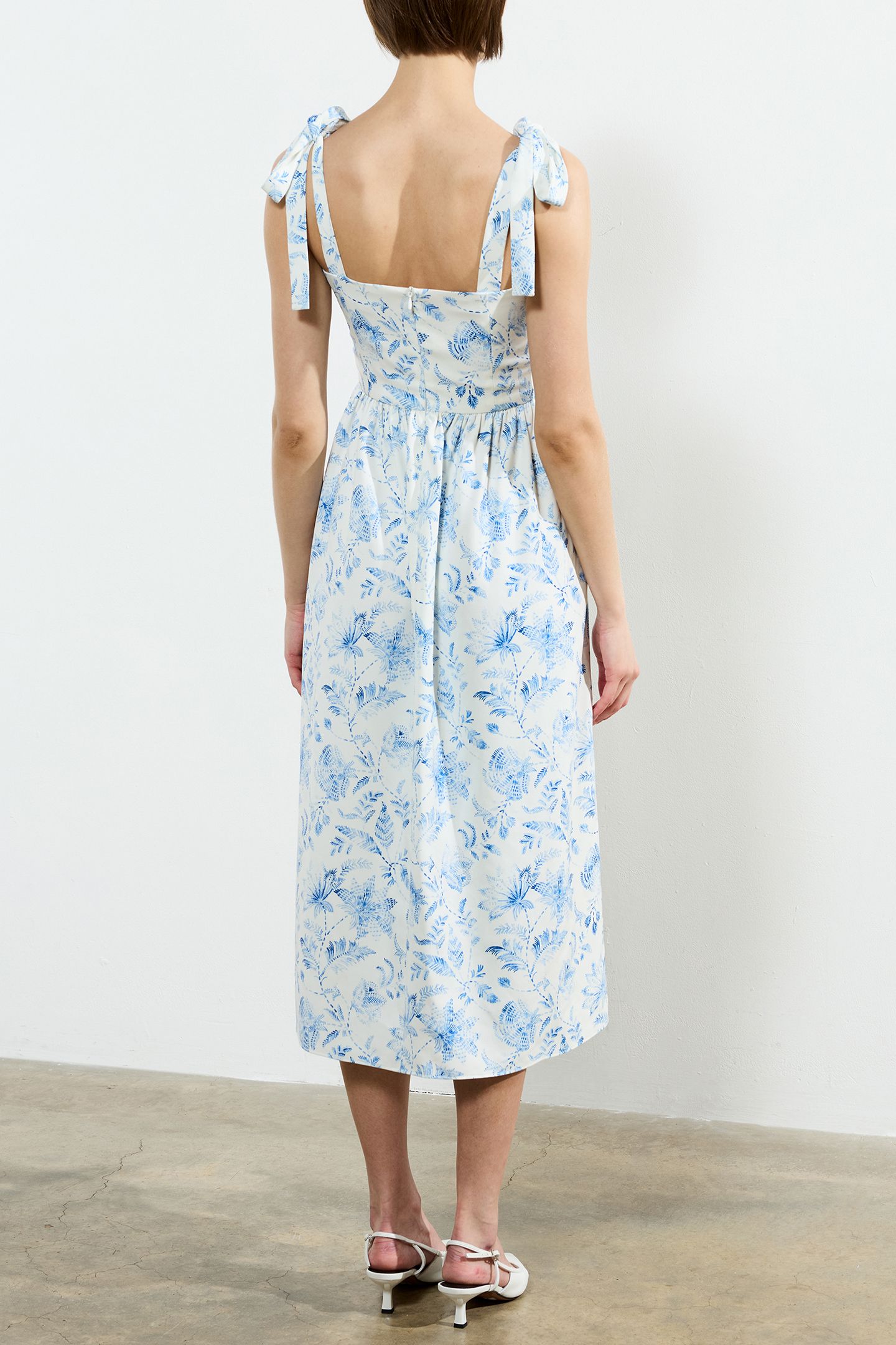 SERENITY DALE CREPE MIDI DRESS CREAM/BLUE 2