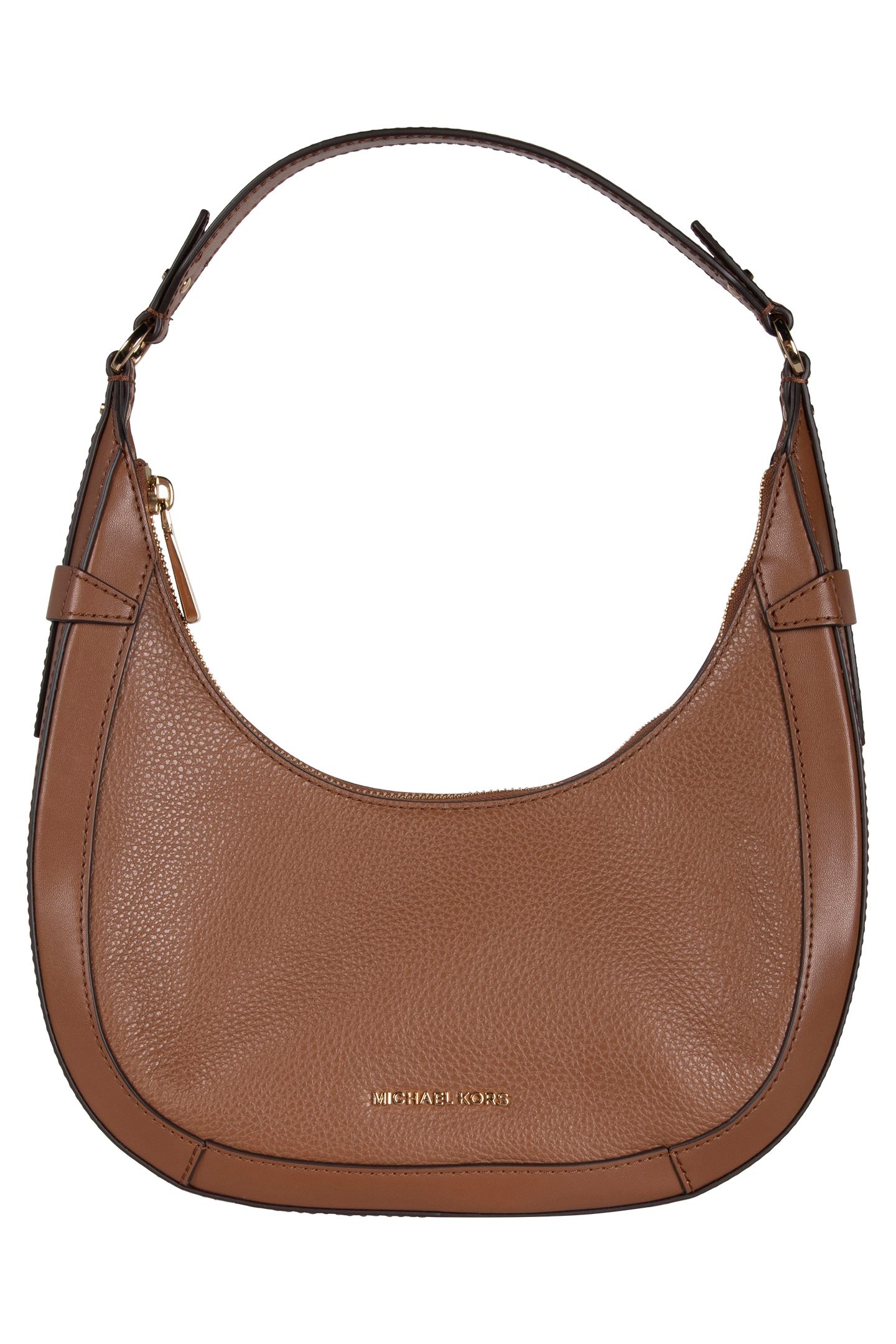 CRESCENT TOP ZIP SHOULDER BAG IN BROWN LEATHER | Online Outlet