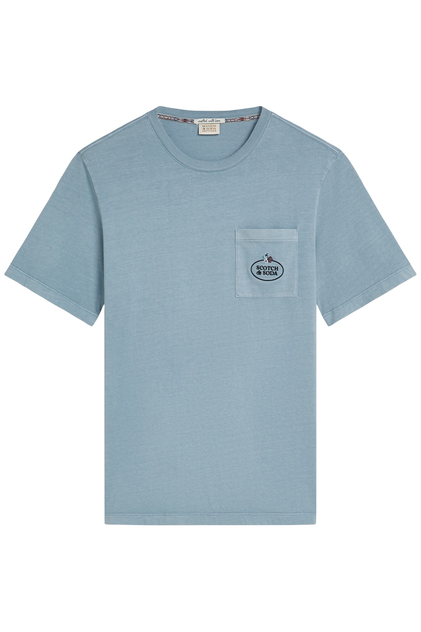 GARMENT DYED SS POCKET TEE FADED DENIM 1