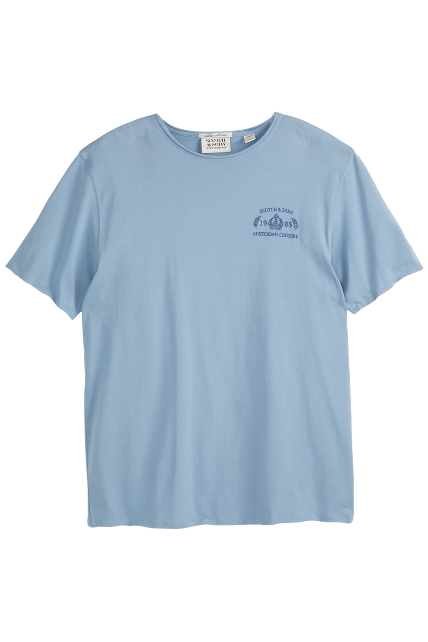 SS ROLL NECK TEE FADED DENIM 1