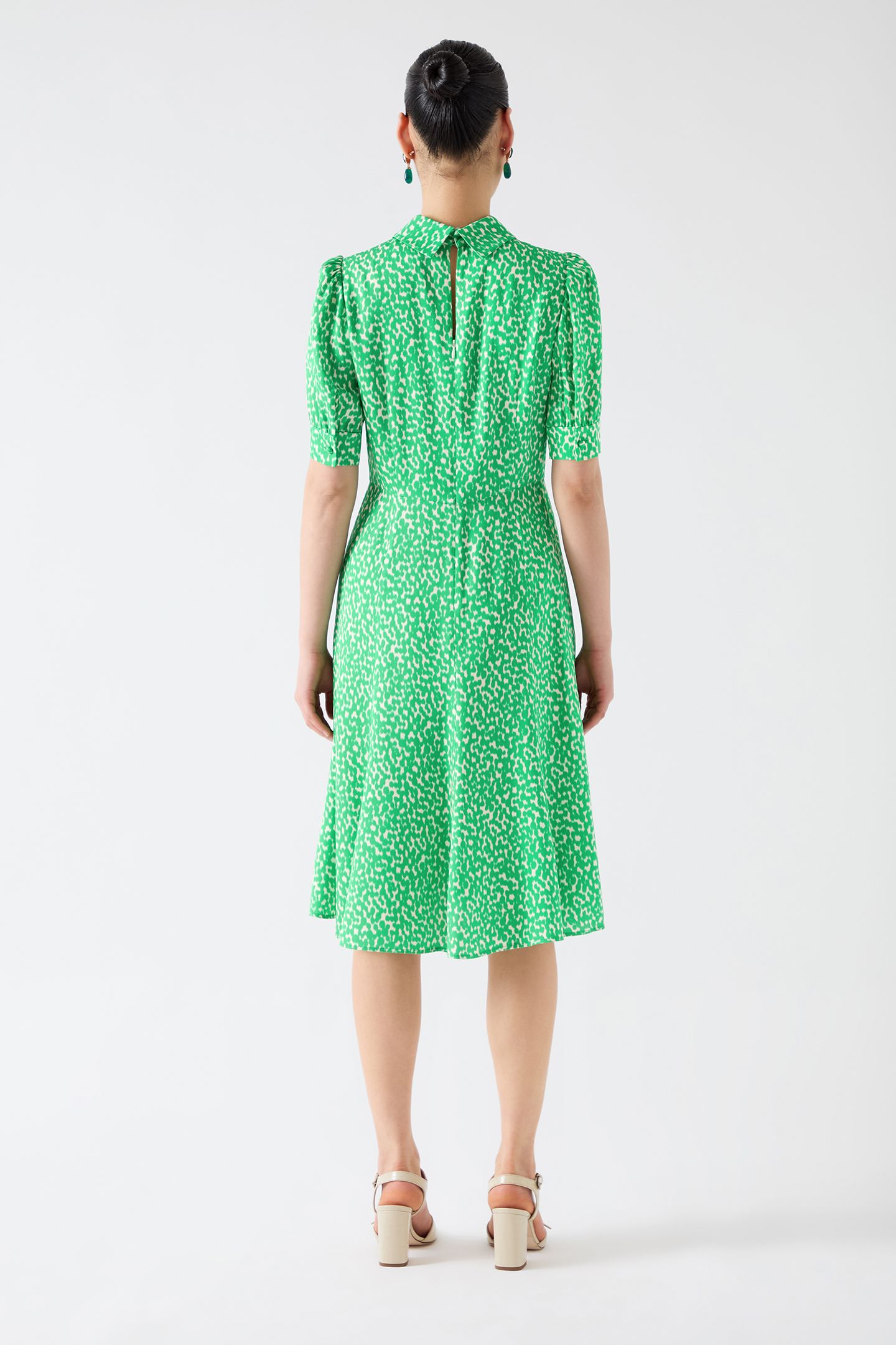 DR ESME FIT & FLARE DRESS GREEN/CREAM 2