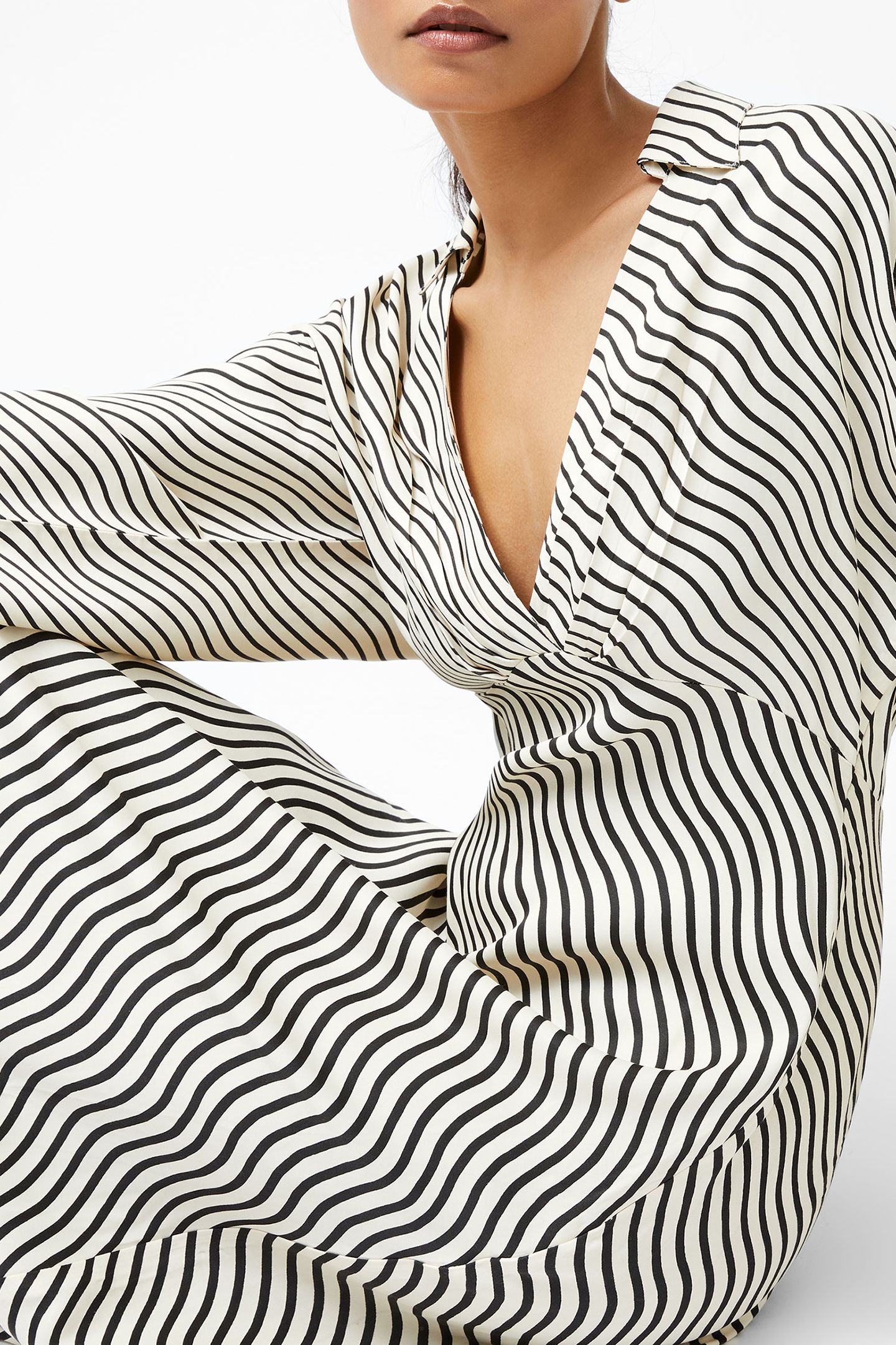 CANDICE SATIN STRIPE MIDI DRESS BLACK/CREAM 4
