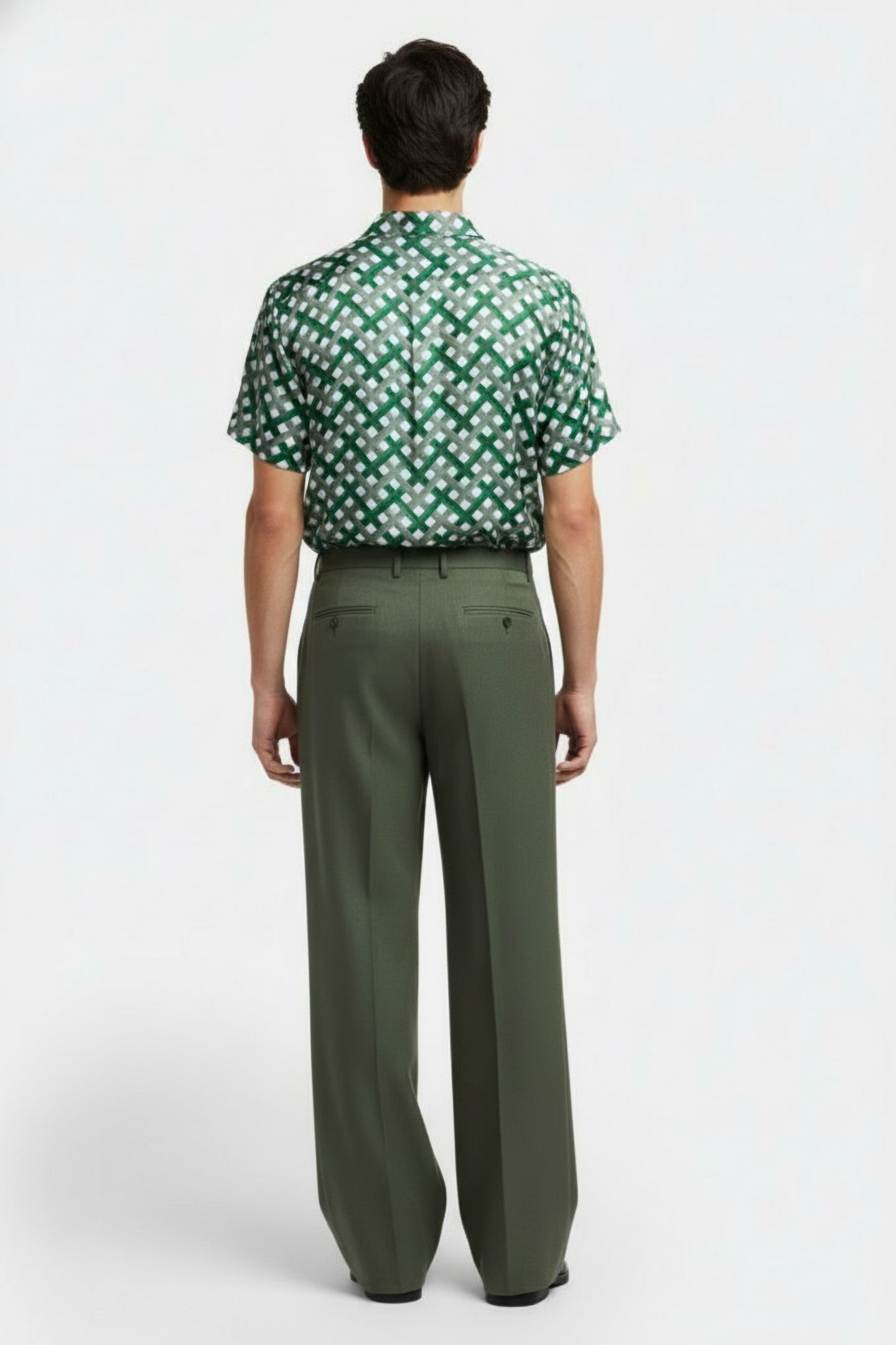 PRINTED CUBAN COLLAR CASUAL SHIRT GREEN 2