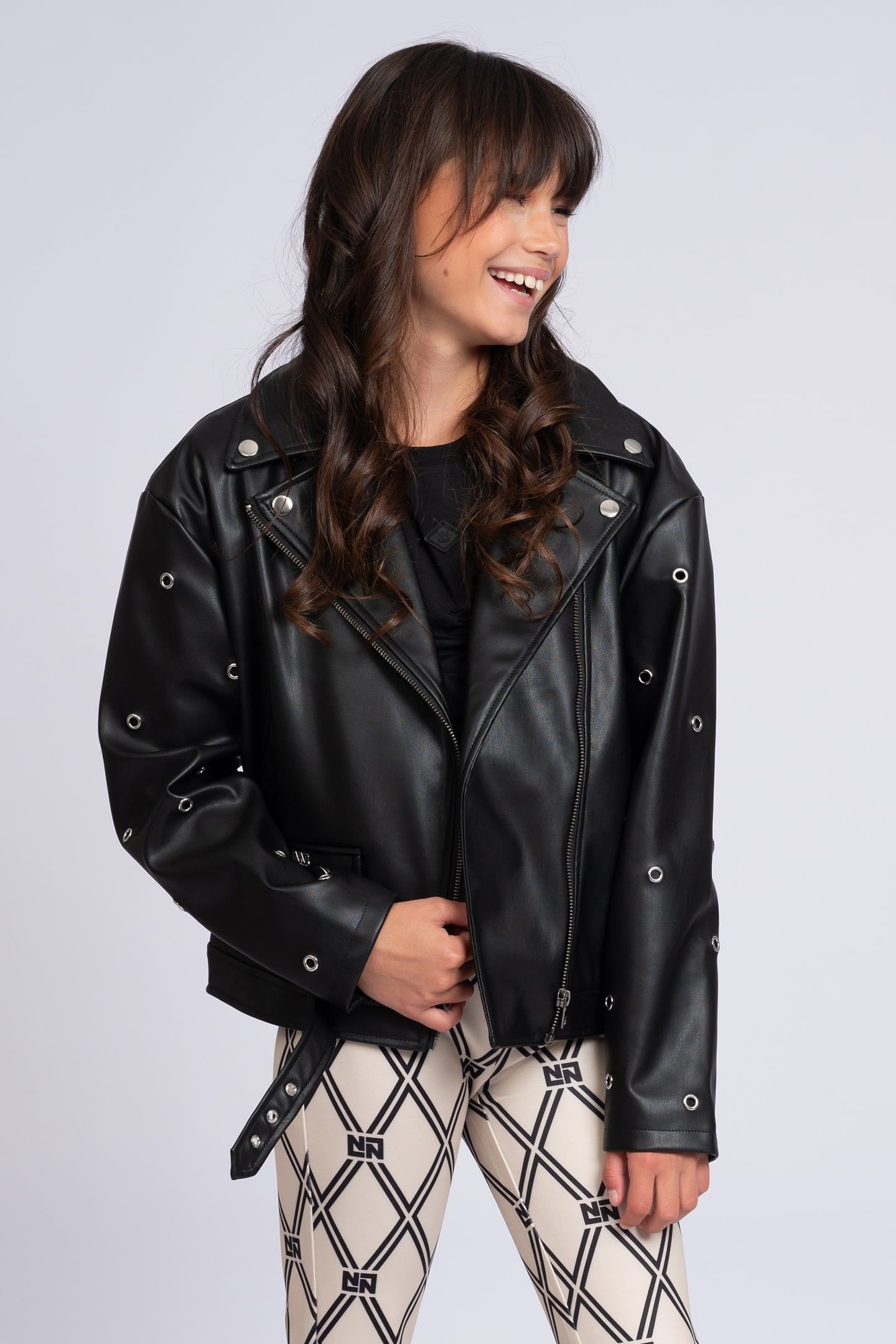 EYELET BIKER JACKET BLACK 1