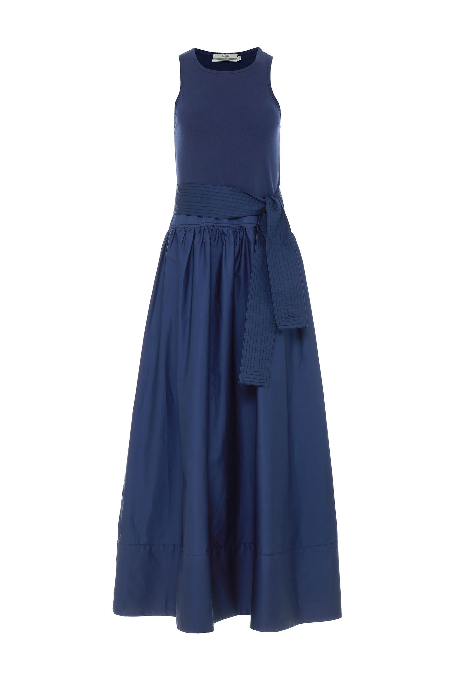 LIVELY LONG DRESS POPLIN WITH BELT NAVY 3