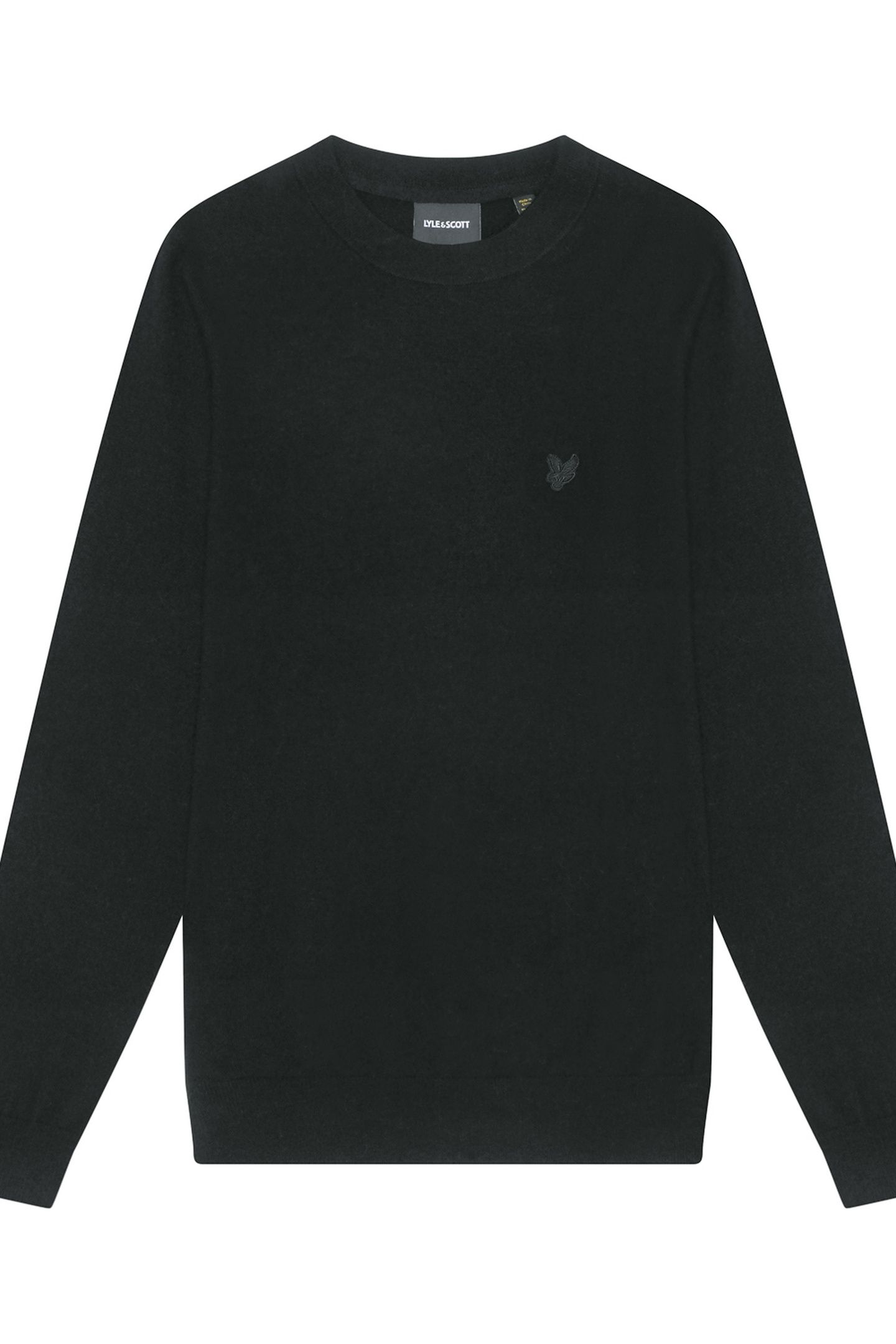 TONAL EAGLE LAMBSWOOL CREW NECK JUMPER JET BLACK 4