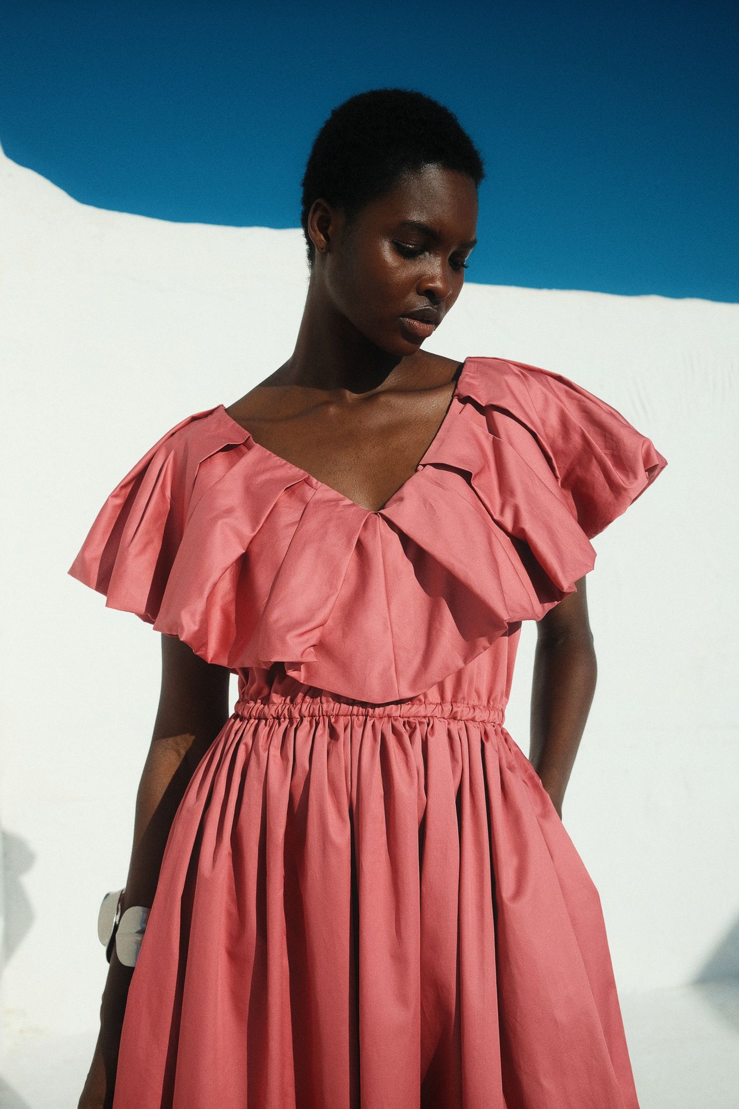 DEOS LONG DRESS POPLIN ROSEWINE 3