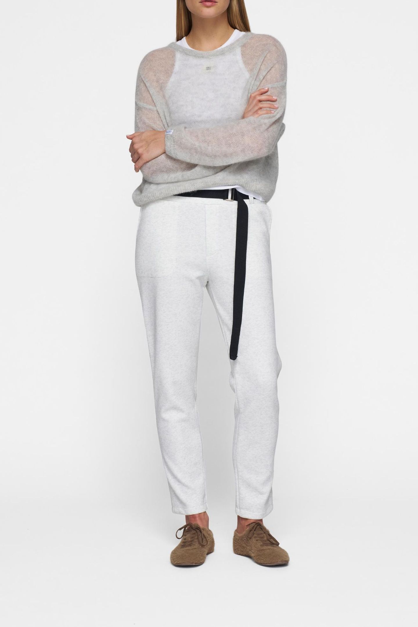 BELTED PANTS NEOPRENE WHITE MELEE 1