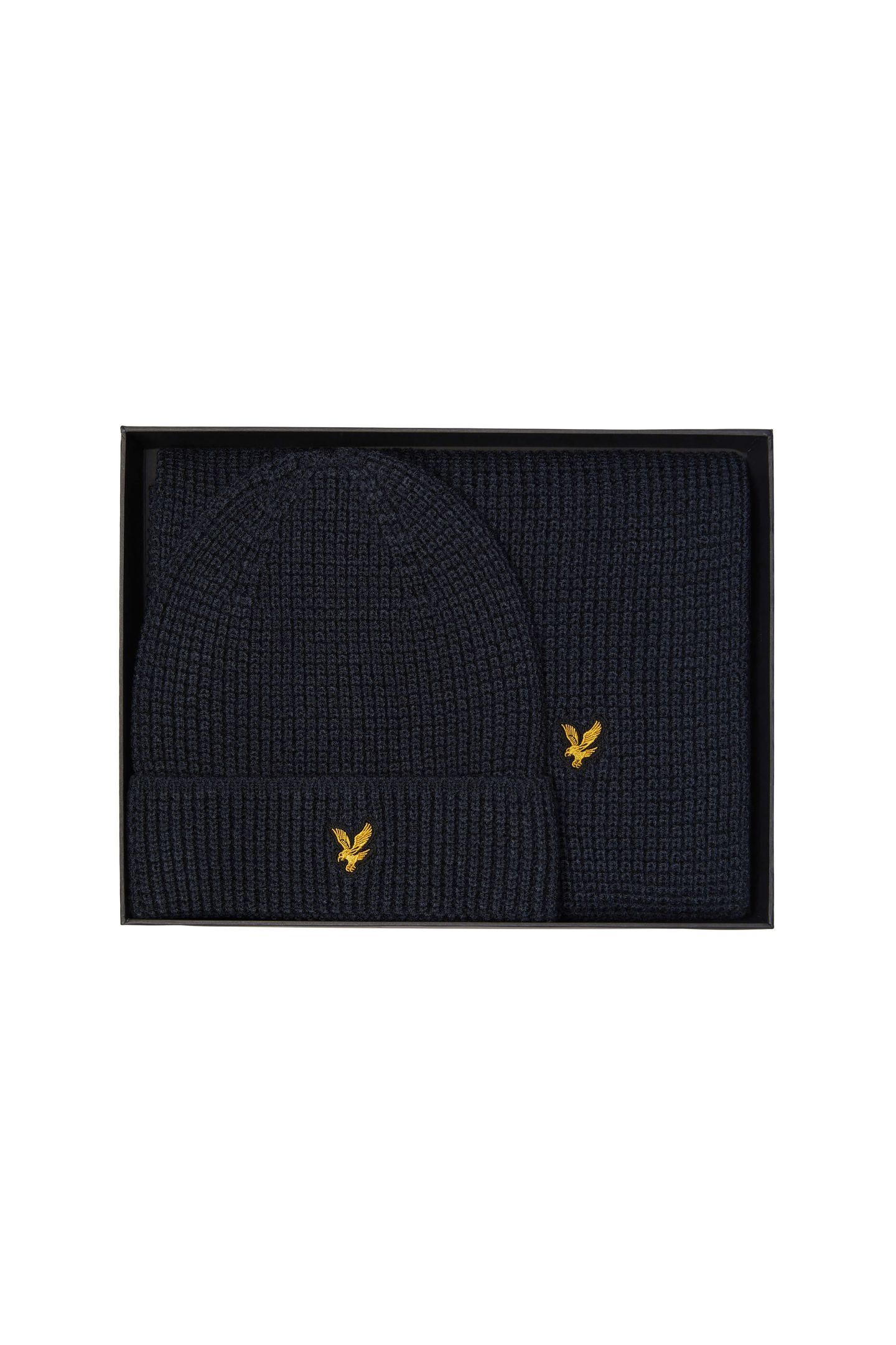 WAFFLE SCARF AND BEANIE SET DARK NAVY 2