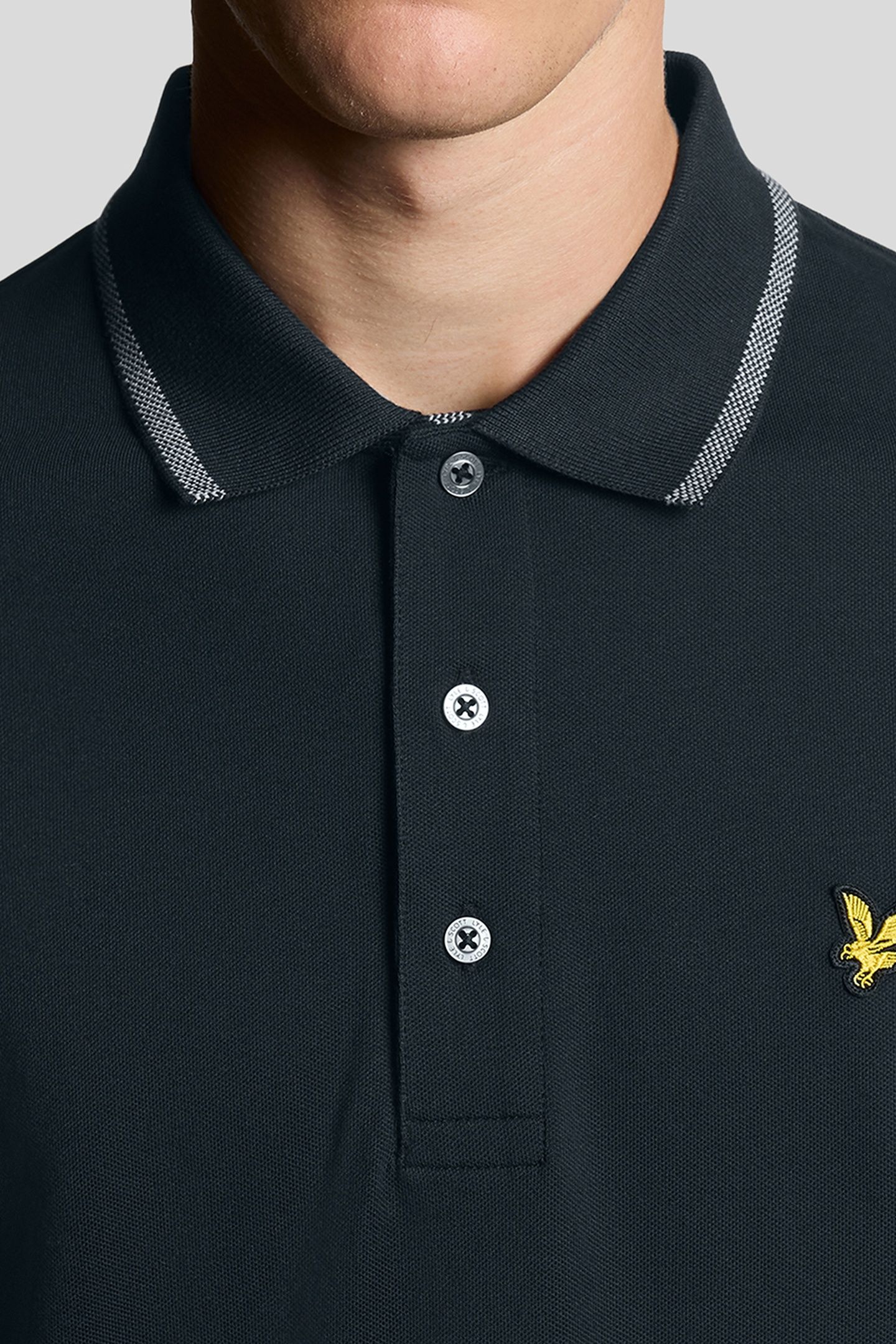BIRDSEYE HALF TIPPED POLO DARK NAVY/ASH LILAC 6