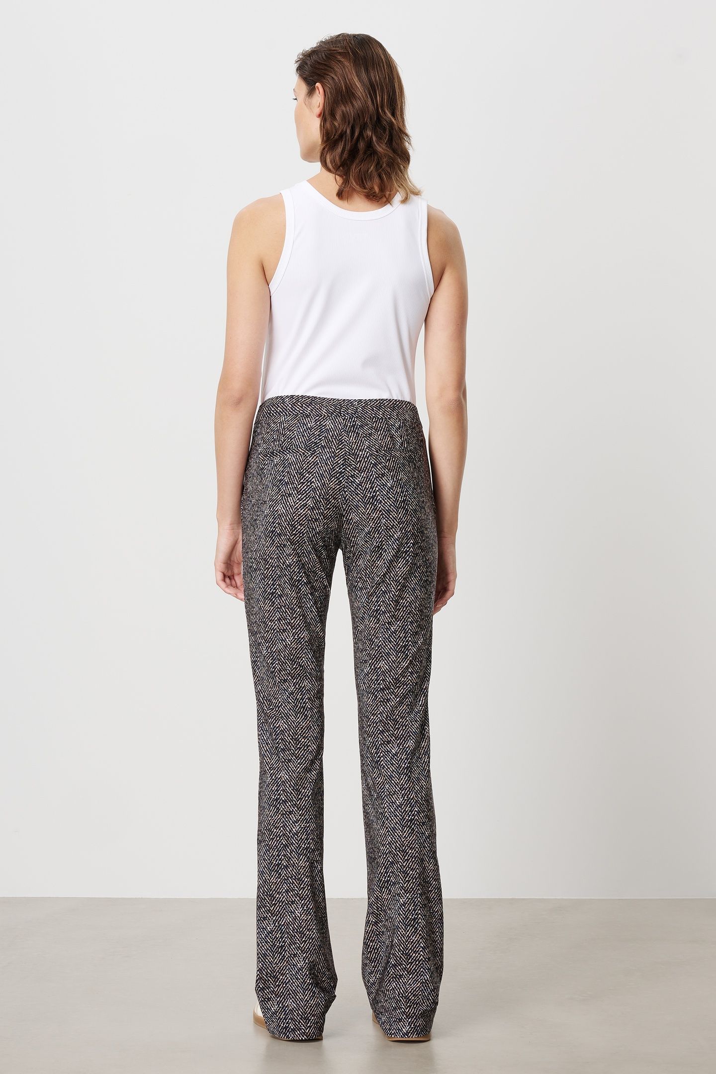 TWEED PRINT LONG BASIC PANTS INK BLUE 2