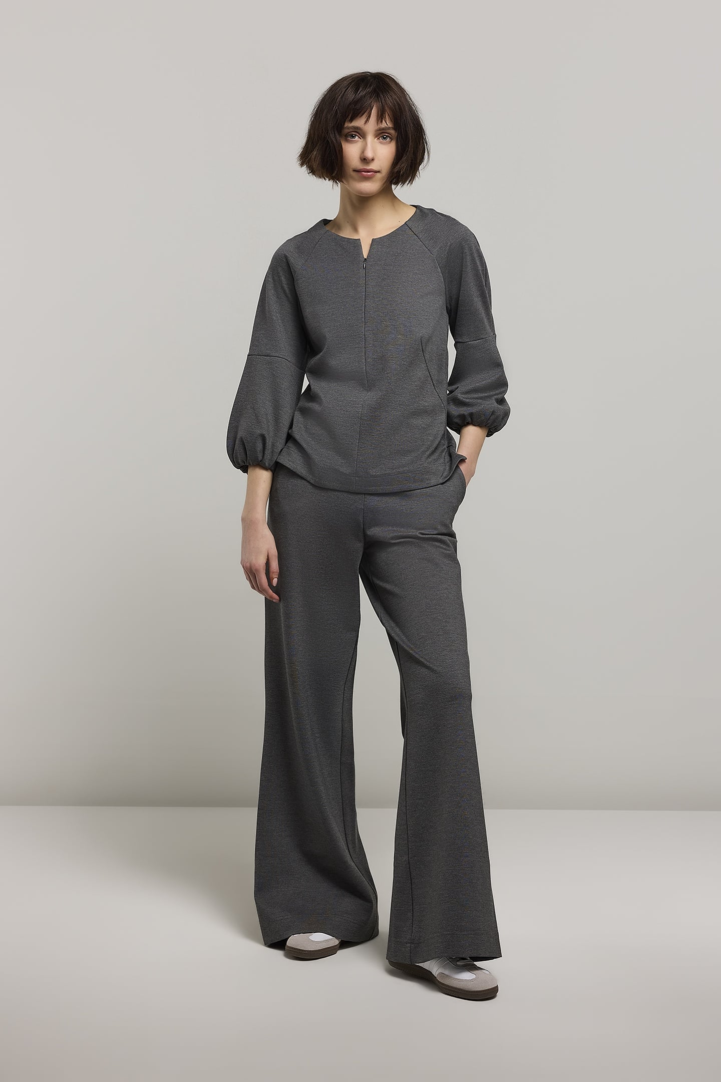 TROUSERS BOOT CUT PUNTO MILANO MID GREY 1