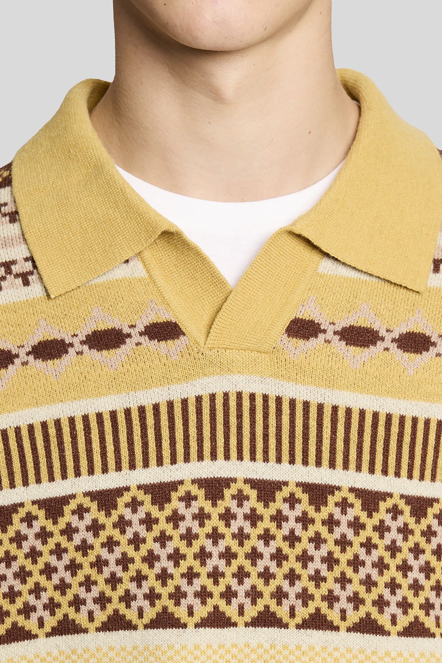 FAIR ISLE KNITTED POLO SHIRT BRASS 4
