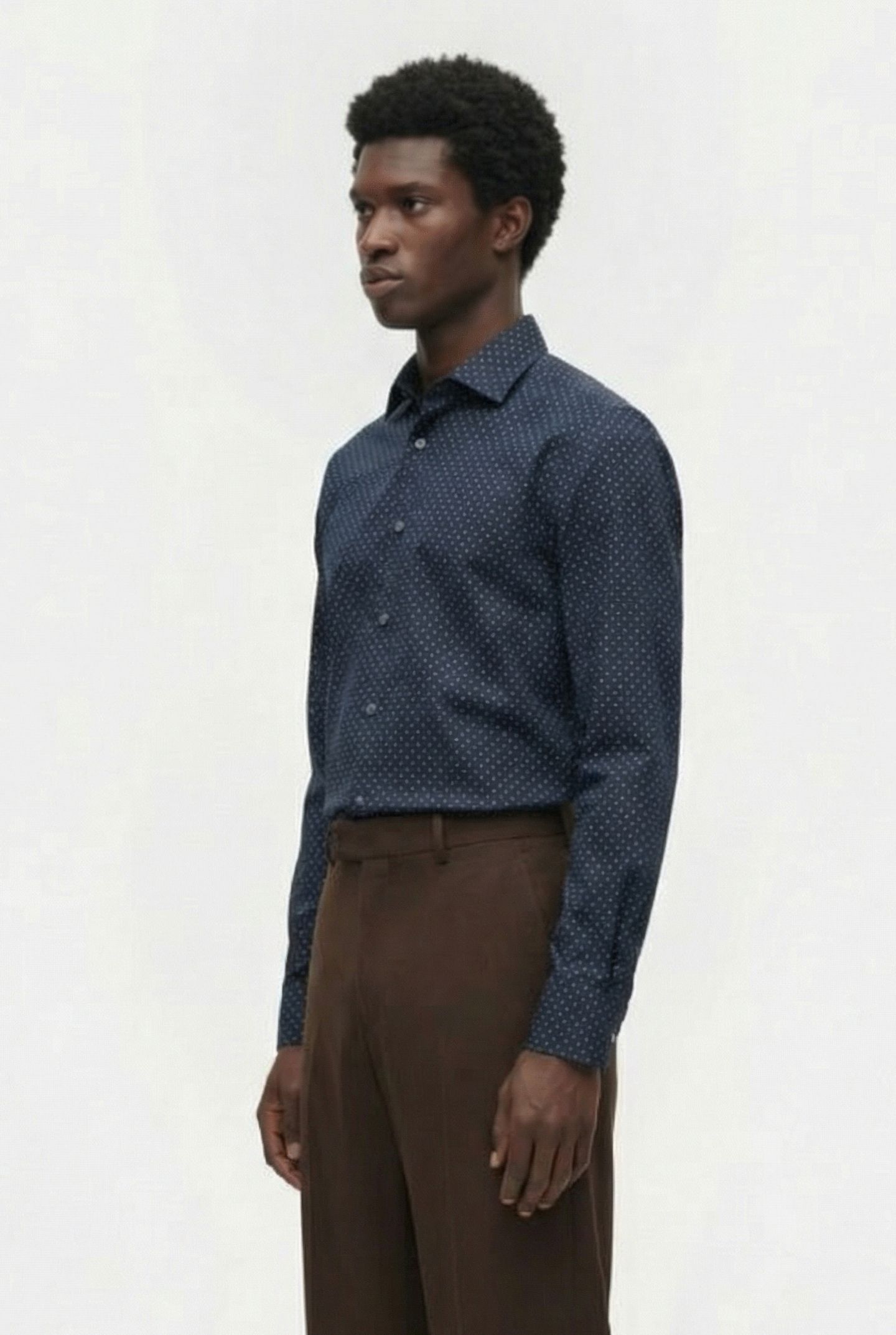 SQUARE DOT CUT LONG SLEEVE SHIRT MARINE 3