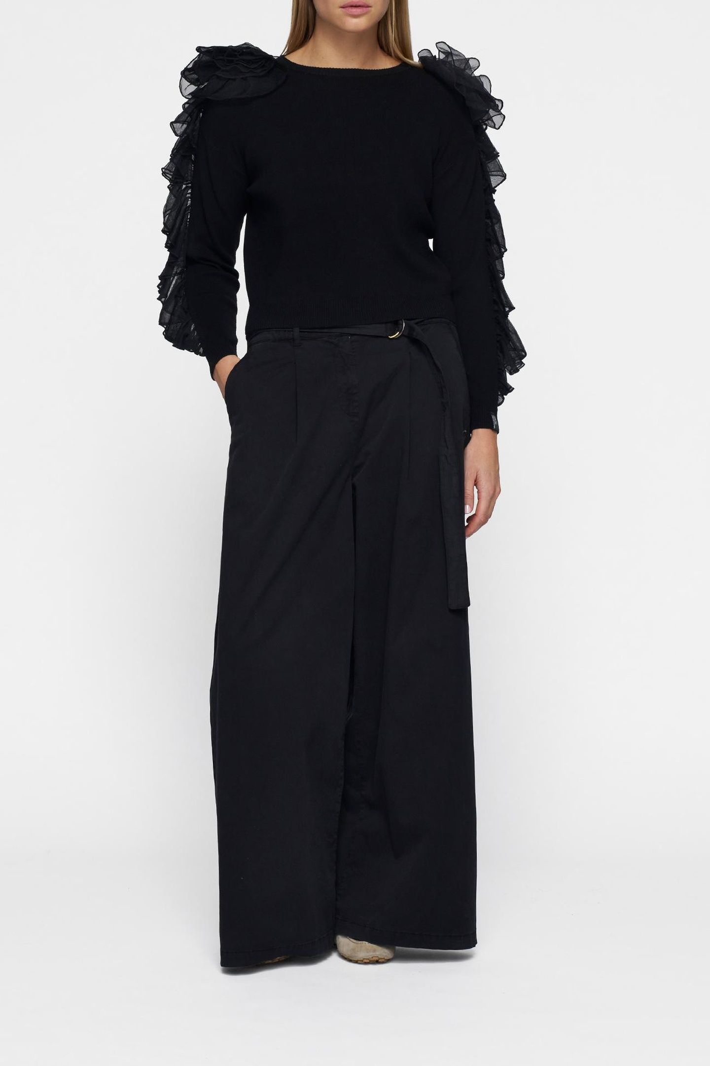 WIDE LEG PANTS TWILL BLACK 1
