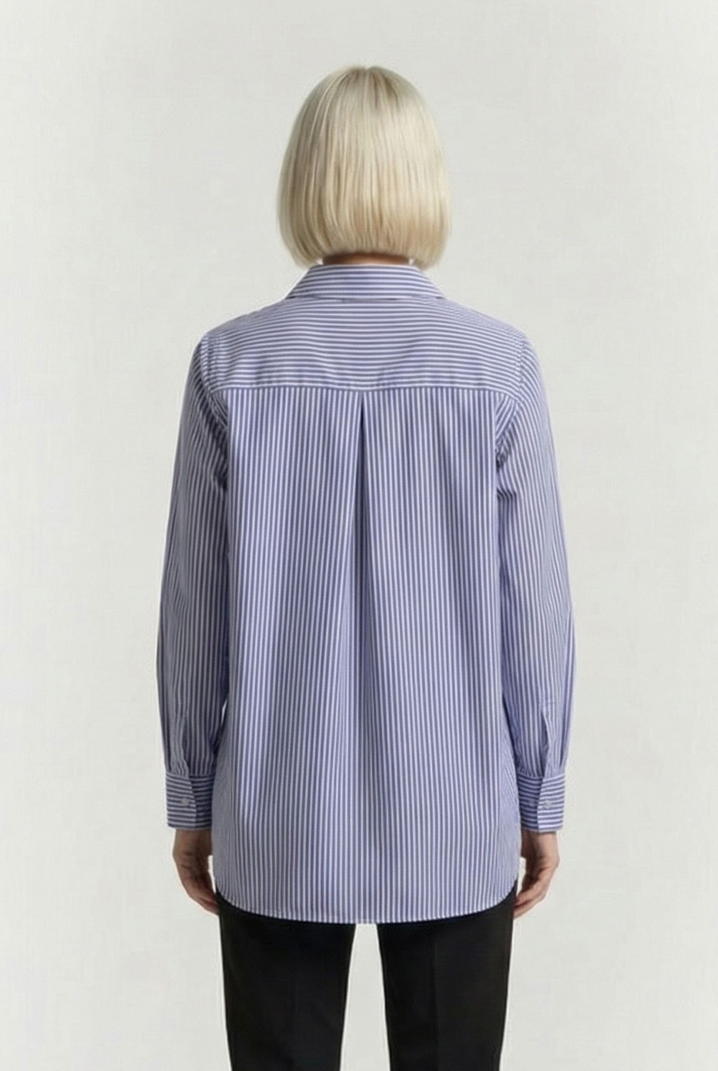 STRIPE POPOVER BUTTON THROUGH BLUE/WHT TICKING STP 2