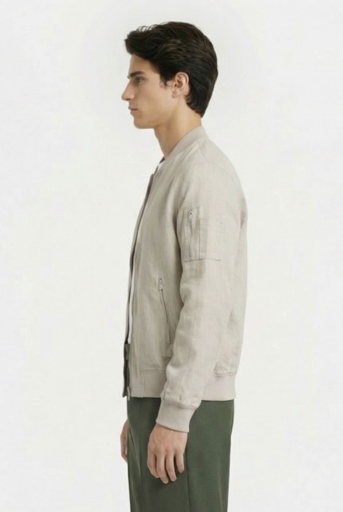 BOMBER LINEN JACKET STONE 3