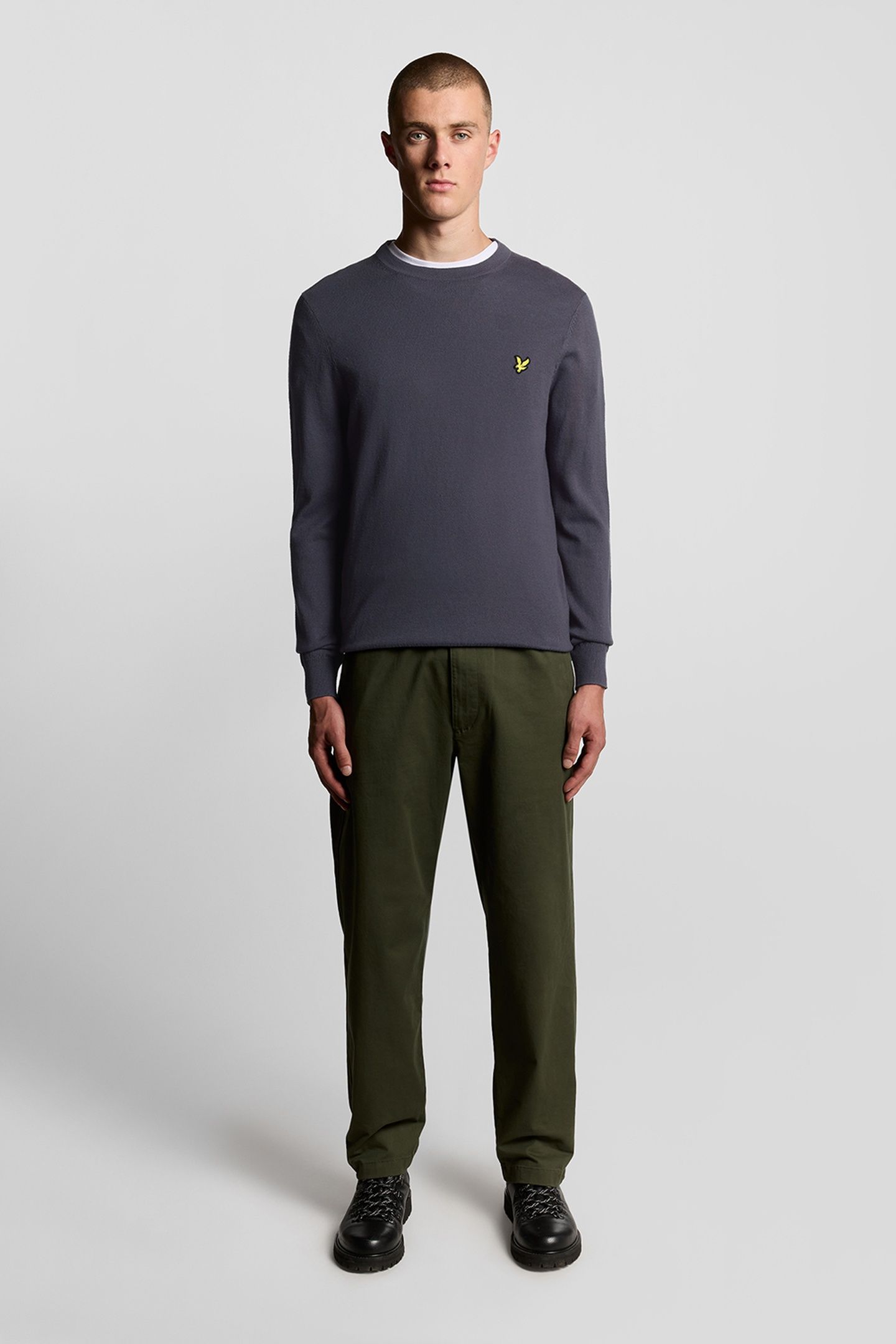 COTTON MERINO CREW NECK JUMPER GRAYSTONE 1