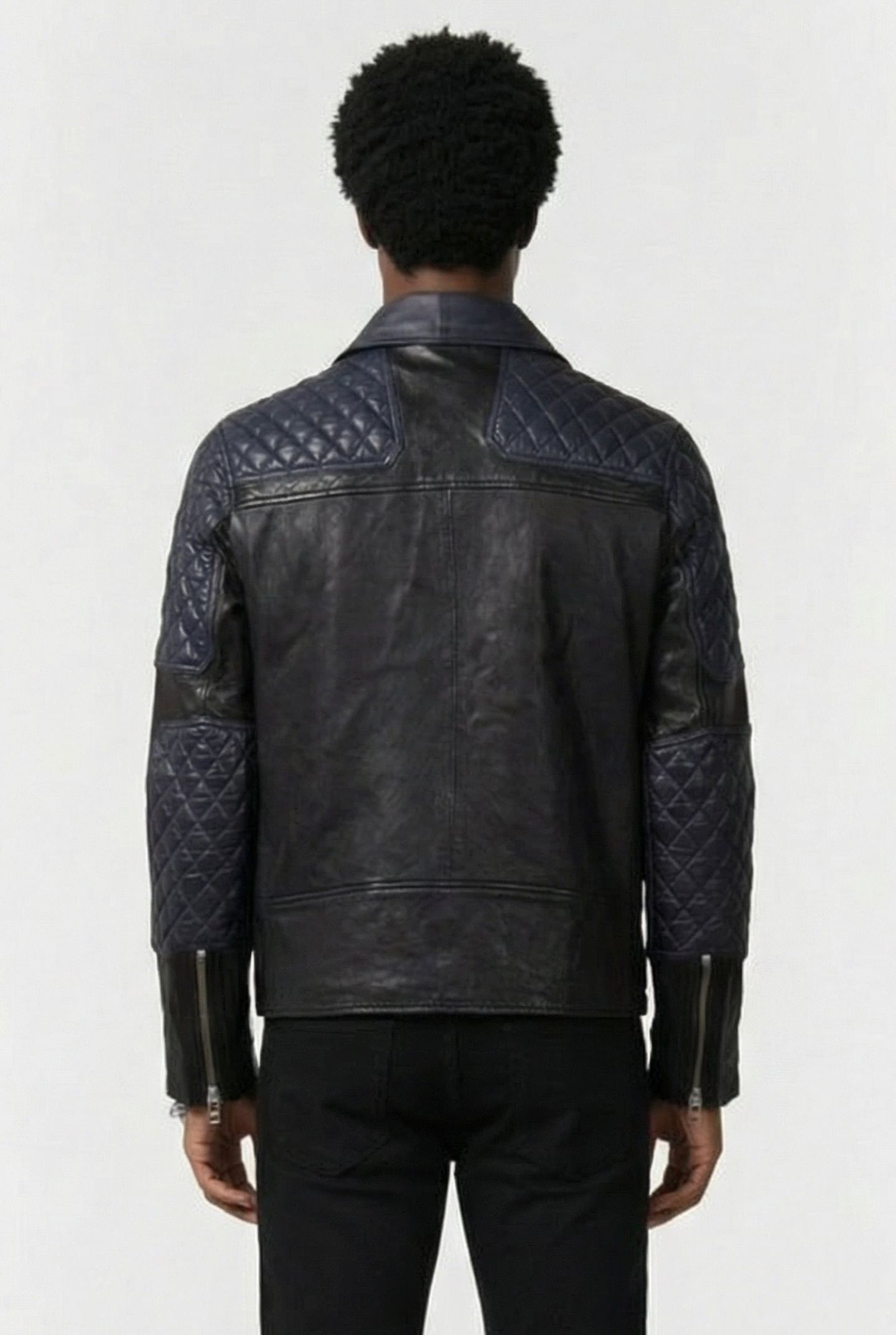 COLOUR BLOCK BIKER JACKET BLACK 2
