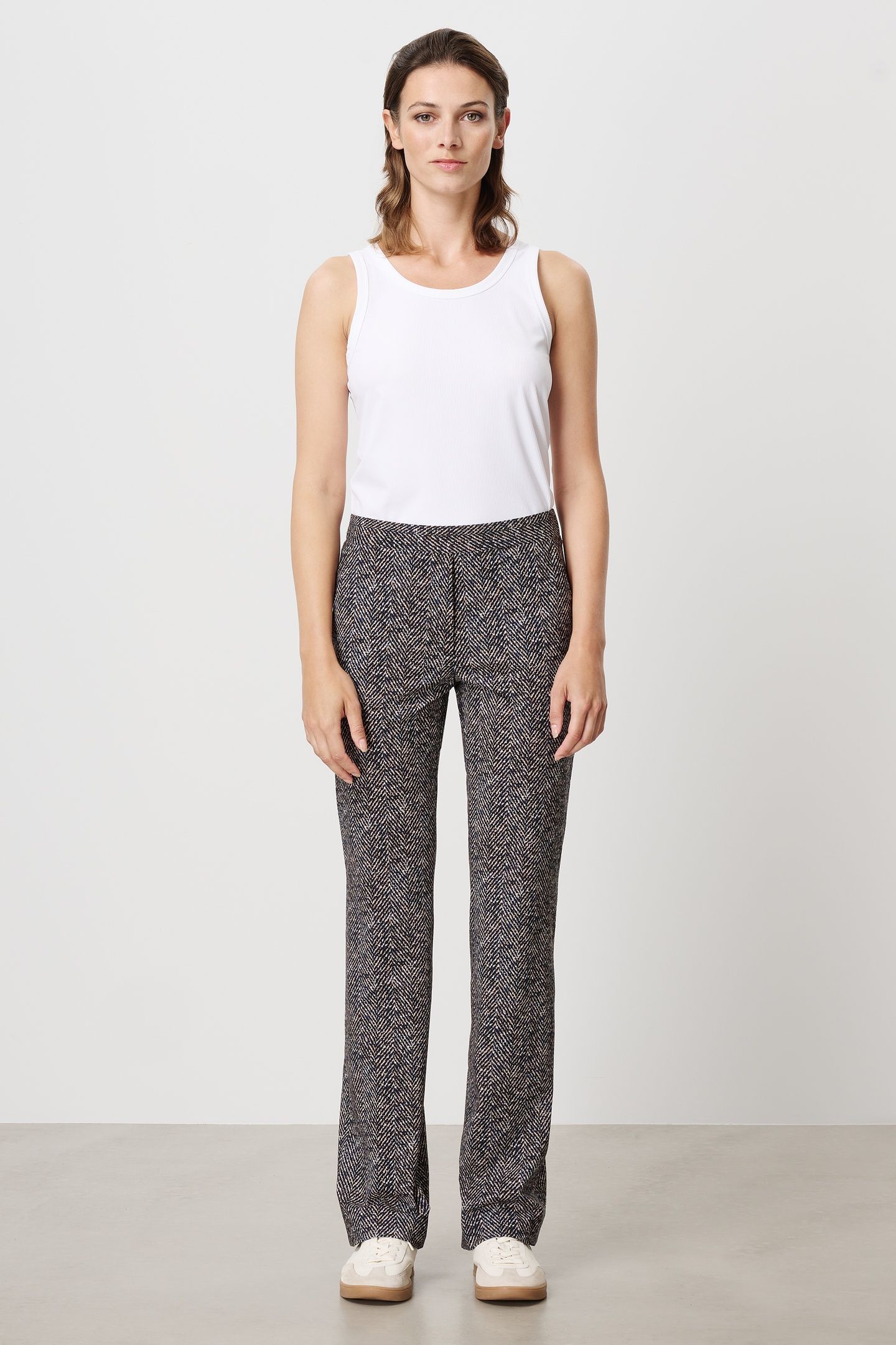 TWEED PRINT LONG BASIC PANTS INK BLUE 1