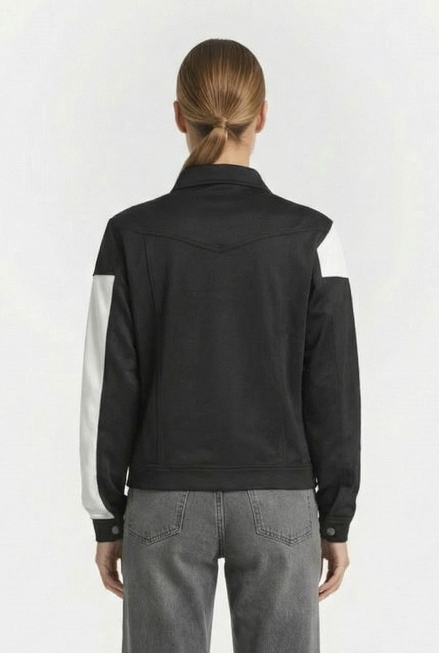 UNISEX DENIM JACKET BLACK WHITE 4