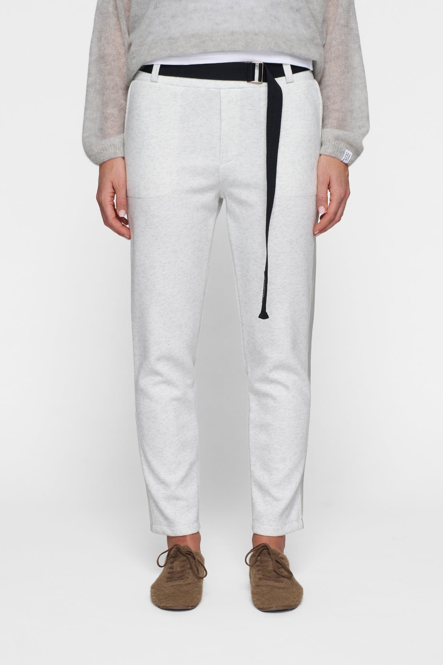 BELTED PANTS NEOPRENE WHITE MELEE 3