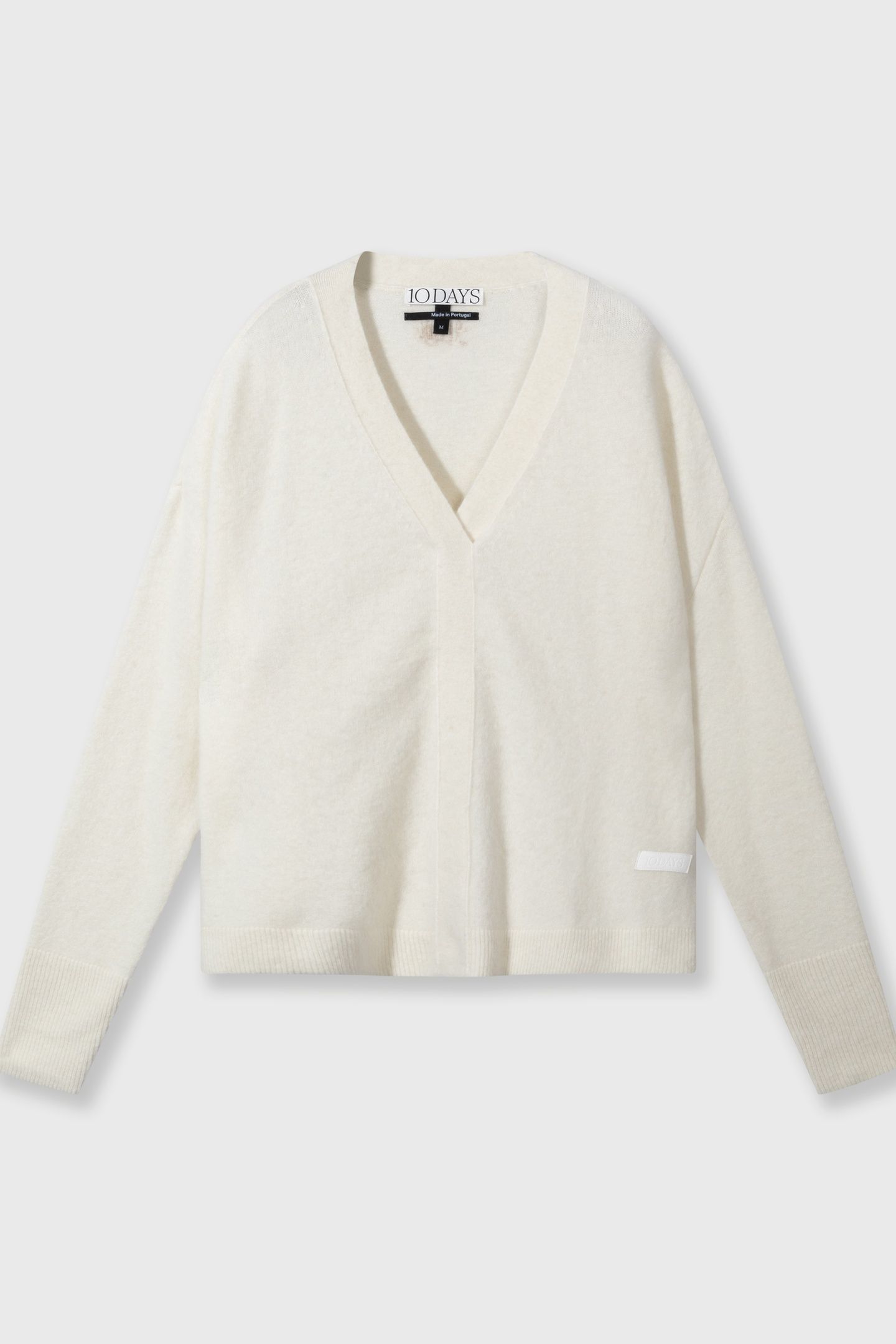 V-NECK KNIT SWEATER ECRU 4