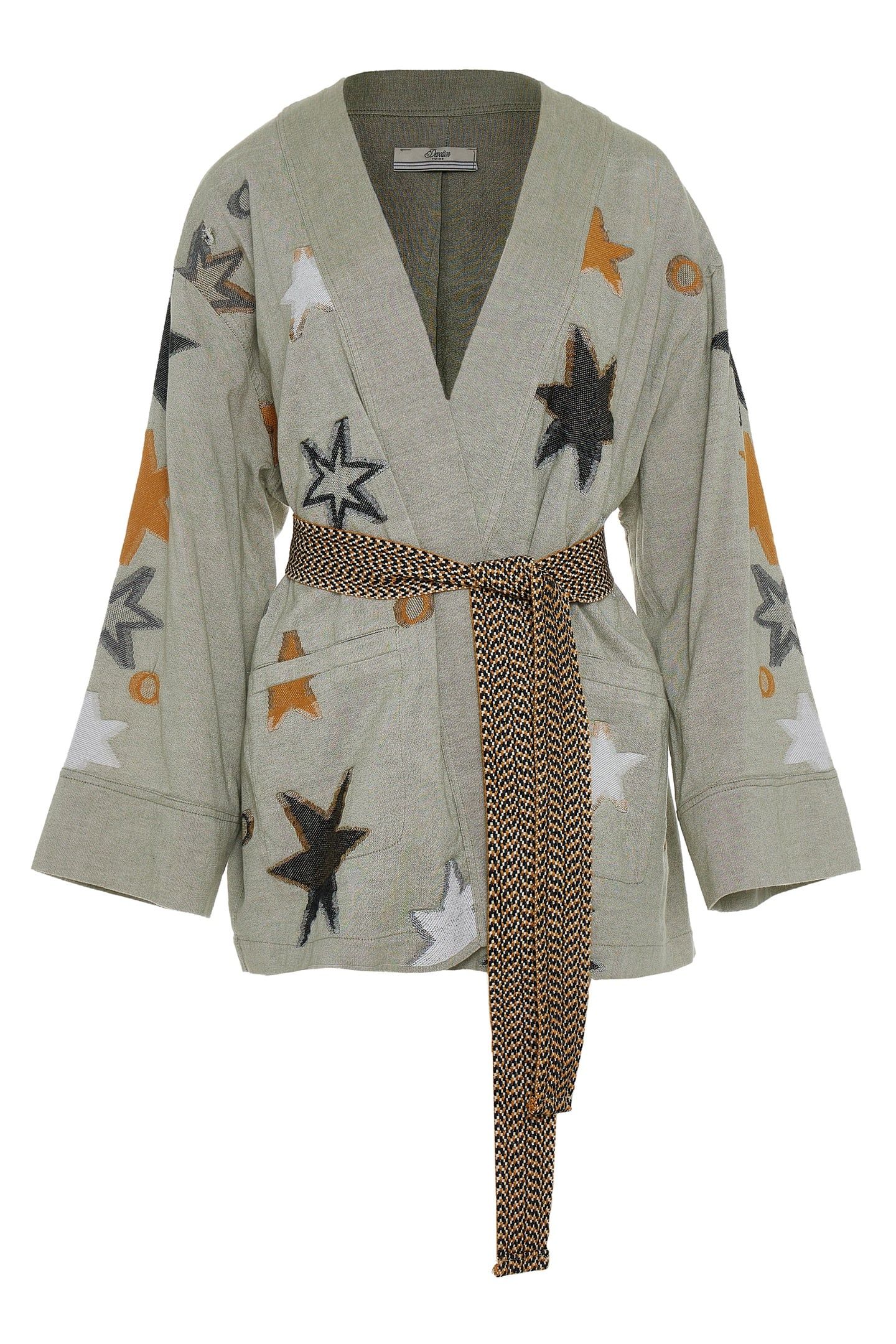 STARS JACKET JACQUARD WITH BELT KHAKI 2