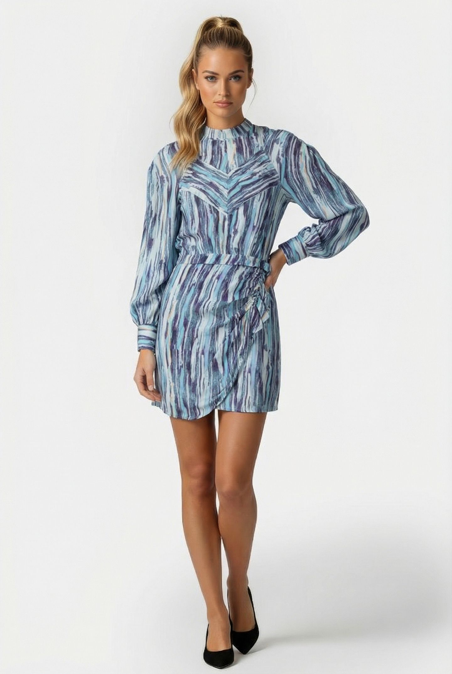 ISIARI DRESS MIXED BLUE 1