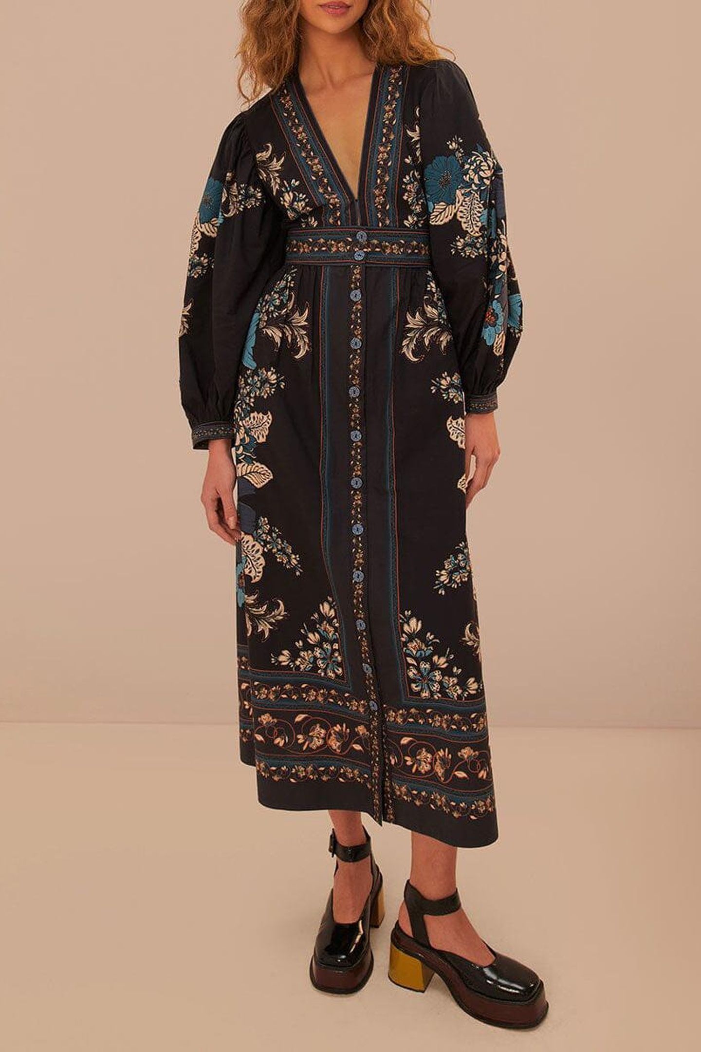 blossom tapestry black midi dress | Online Outlet july202640off Puff Long Sleeve Illusion Primary color:Red neck Sleeveless Side