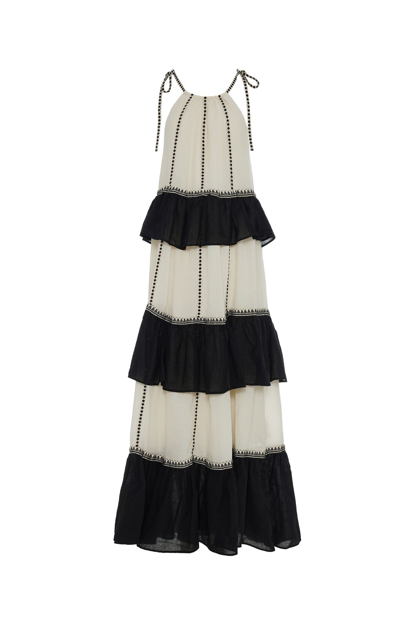 KLEIO LONG DRESS GAZE BLACK OFFWH 4