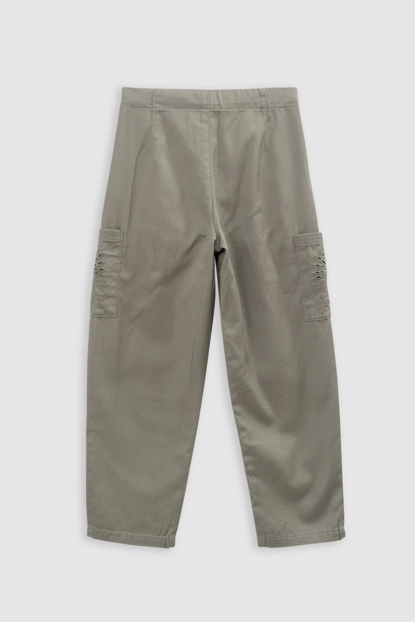 BATTLE KHAKI EMBROIDERED CARGO PANTS 2