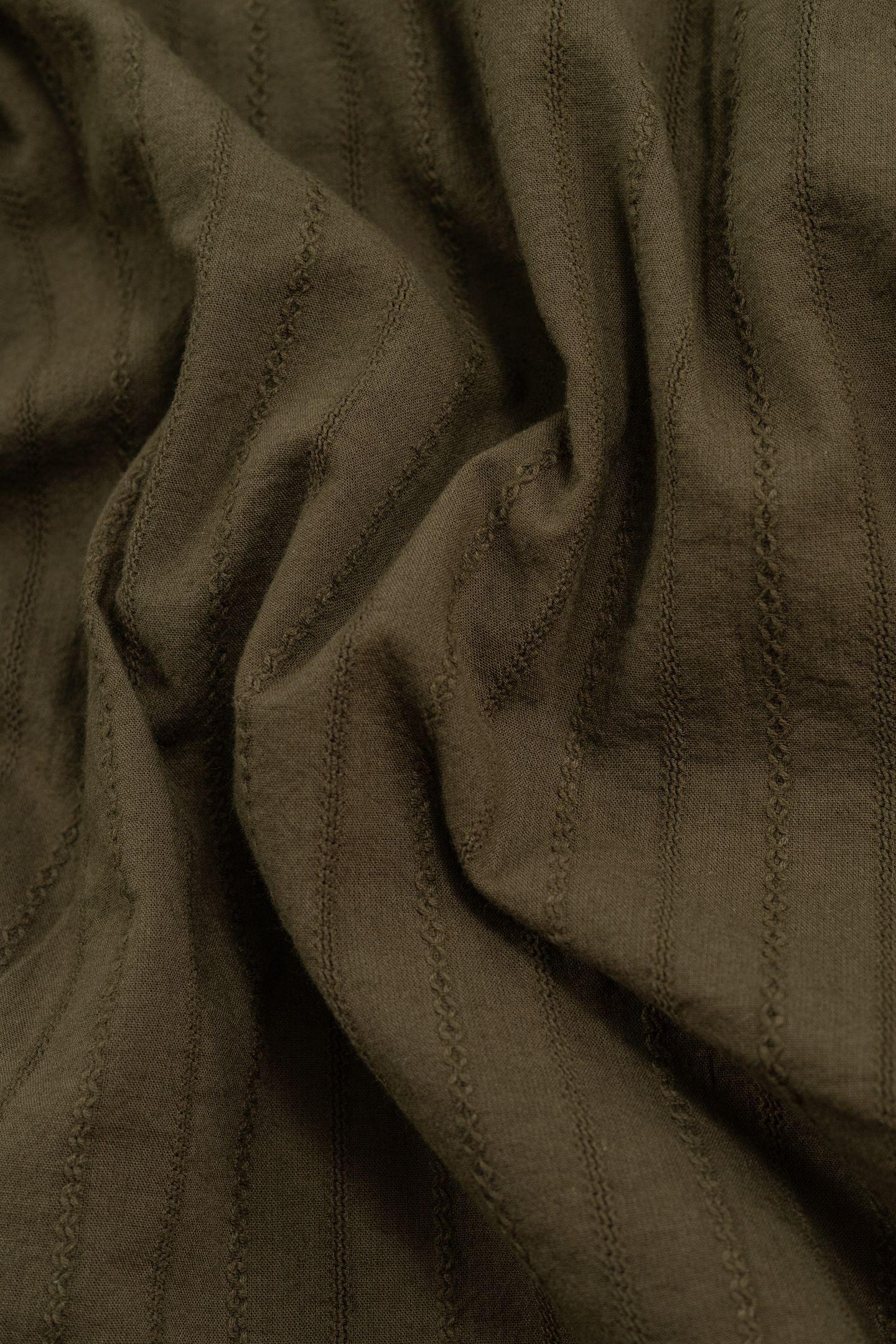 KHAKI ORGANIC COTTON SLIM SHIRT, STRIPED EMBROIDERY 7