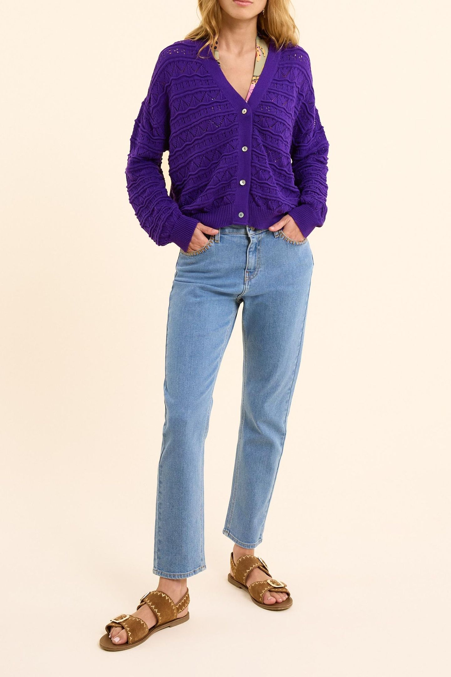 FANCY OPENWORK PURPLE CARDIGAN INK 2