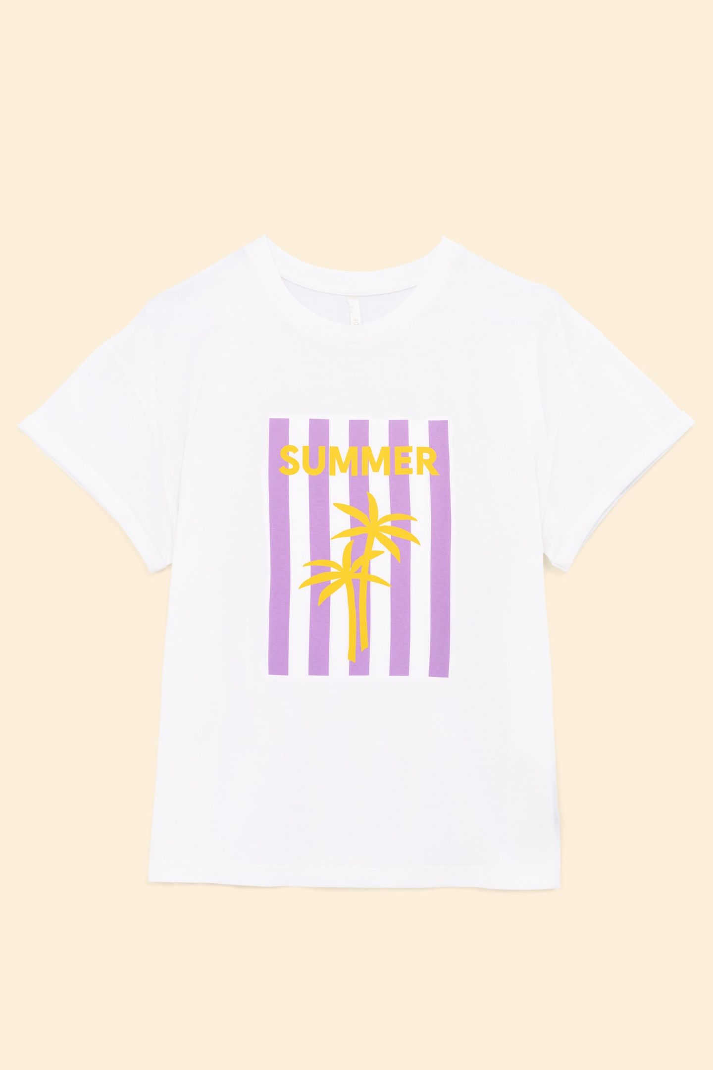 WHITE T-SHIRT PALM TREES ON STRIPES PALM TREE 3