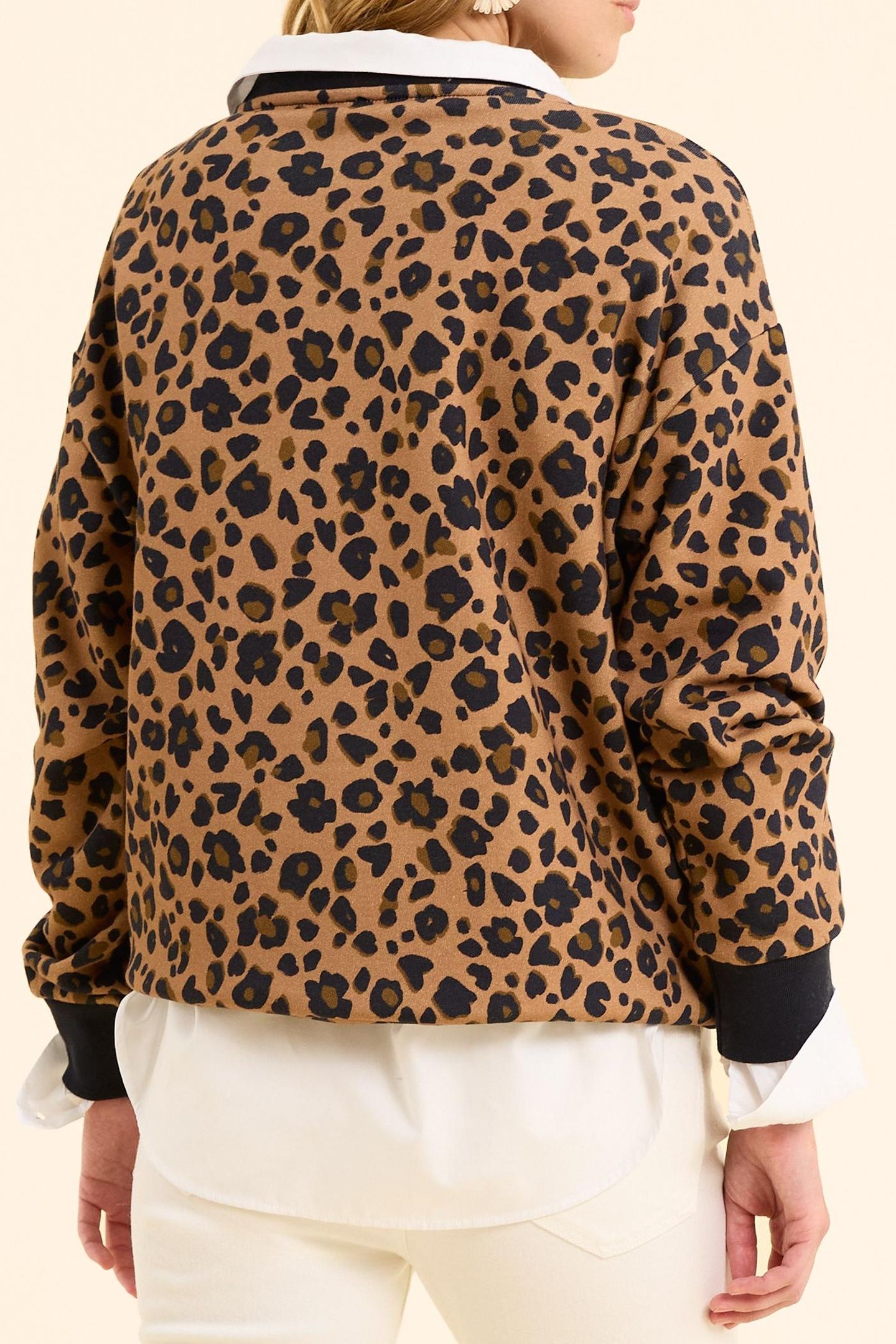 LEOPARD SWEATSHIRT WITH HEART EMBROIDERY CAMEL 3