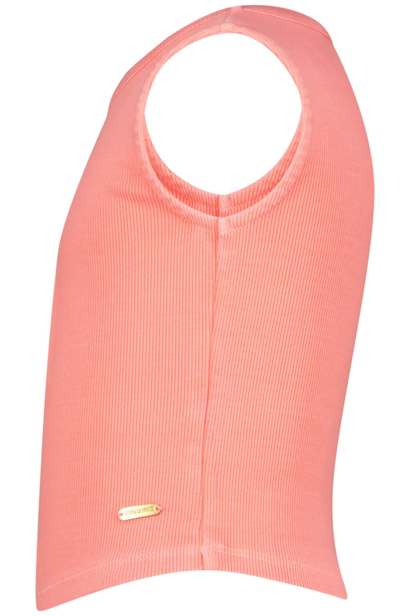 BASIC-CROP RIB TOP NEON PEACH 2