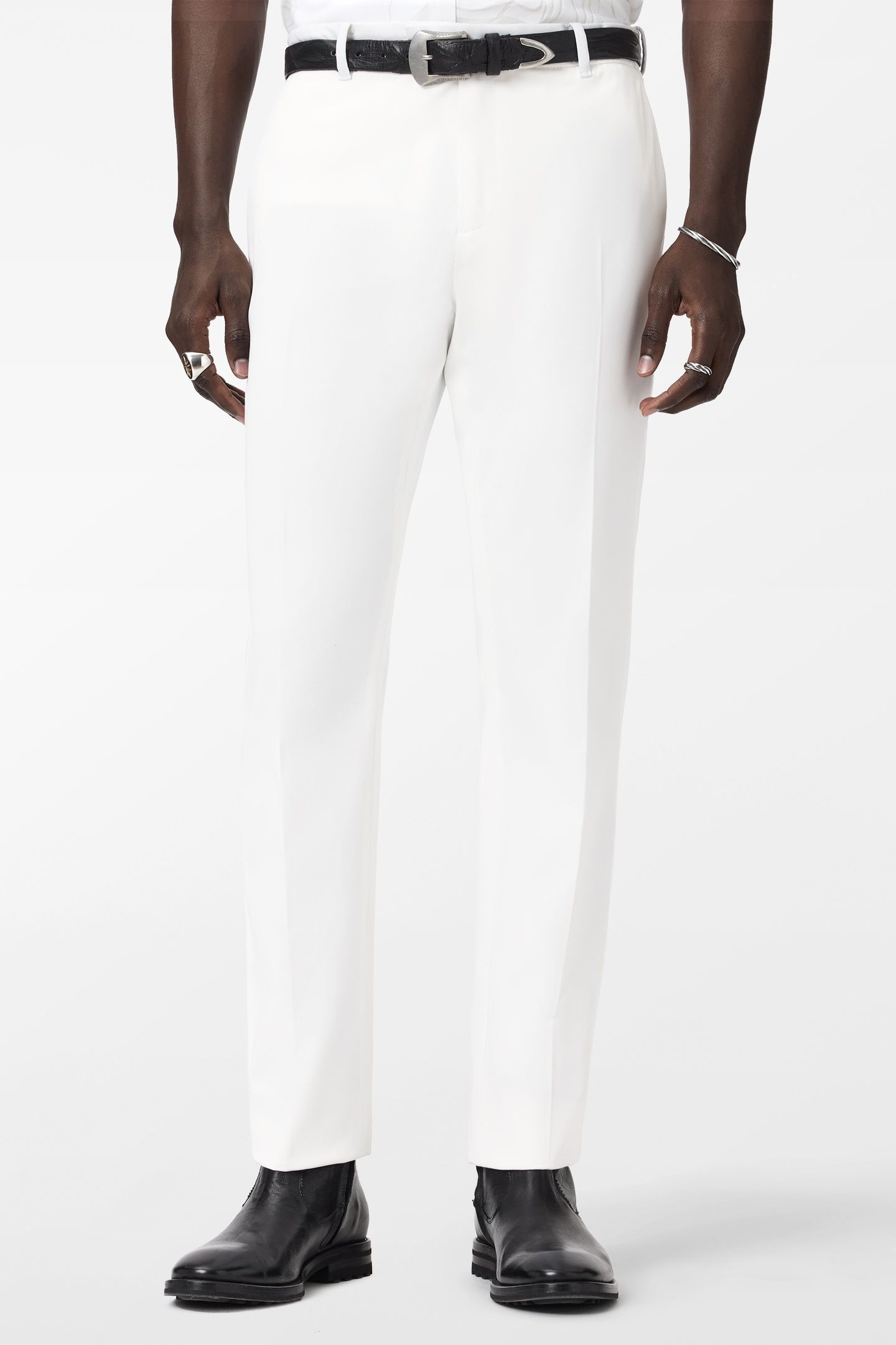 MERCER PANTS - SLIM FIT PANTS WITH WELT WHITE 1