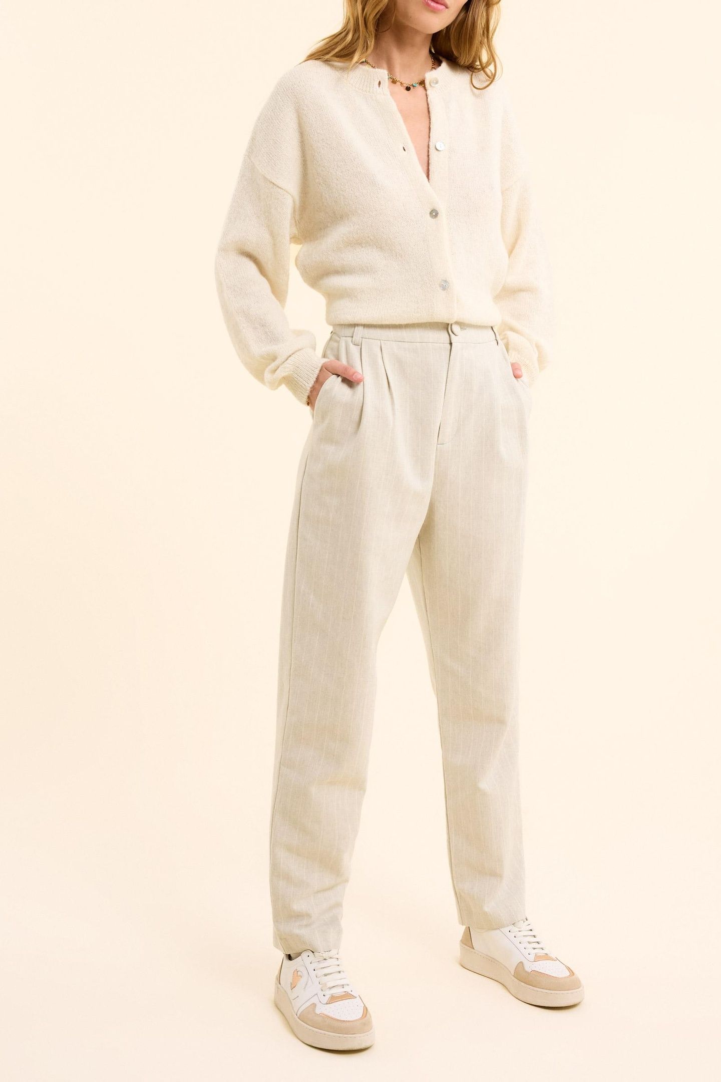GREY STRIPED TENNIS SUIT PANTS HEATHER GREY 1