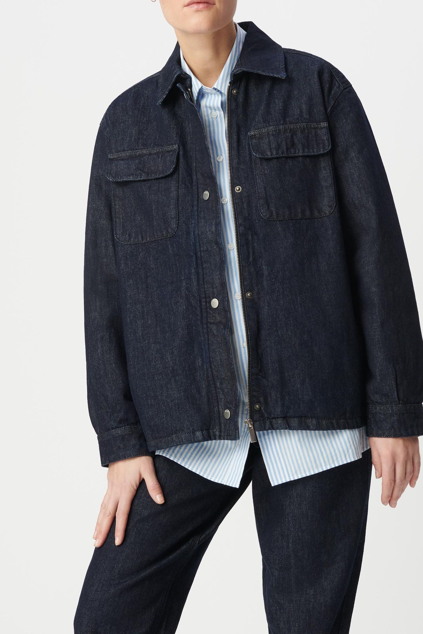 ZIPPED SAHARIENNE IN RAW DENIM AND RECYCLED COTTON 3