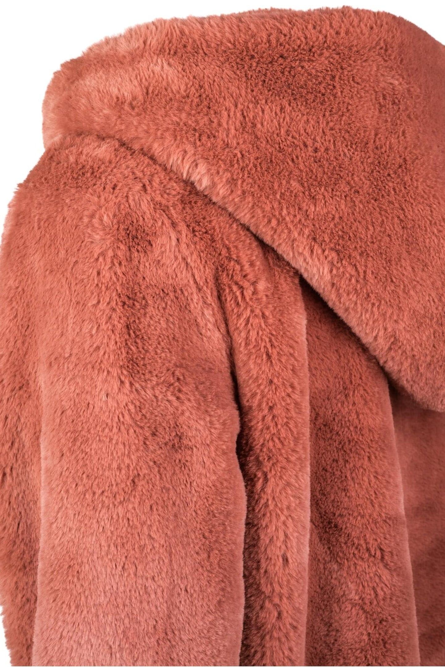 LADIES HOODED TEDDY COAT DARKROSE 12