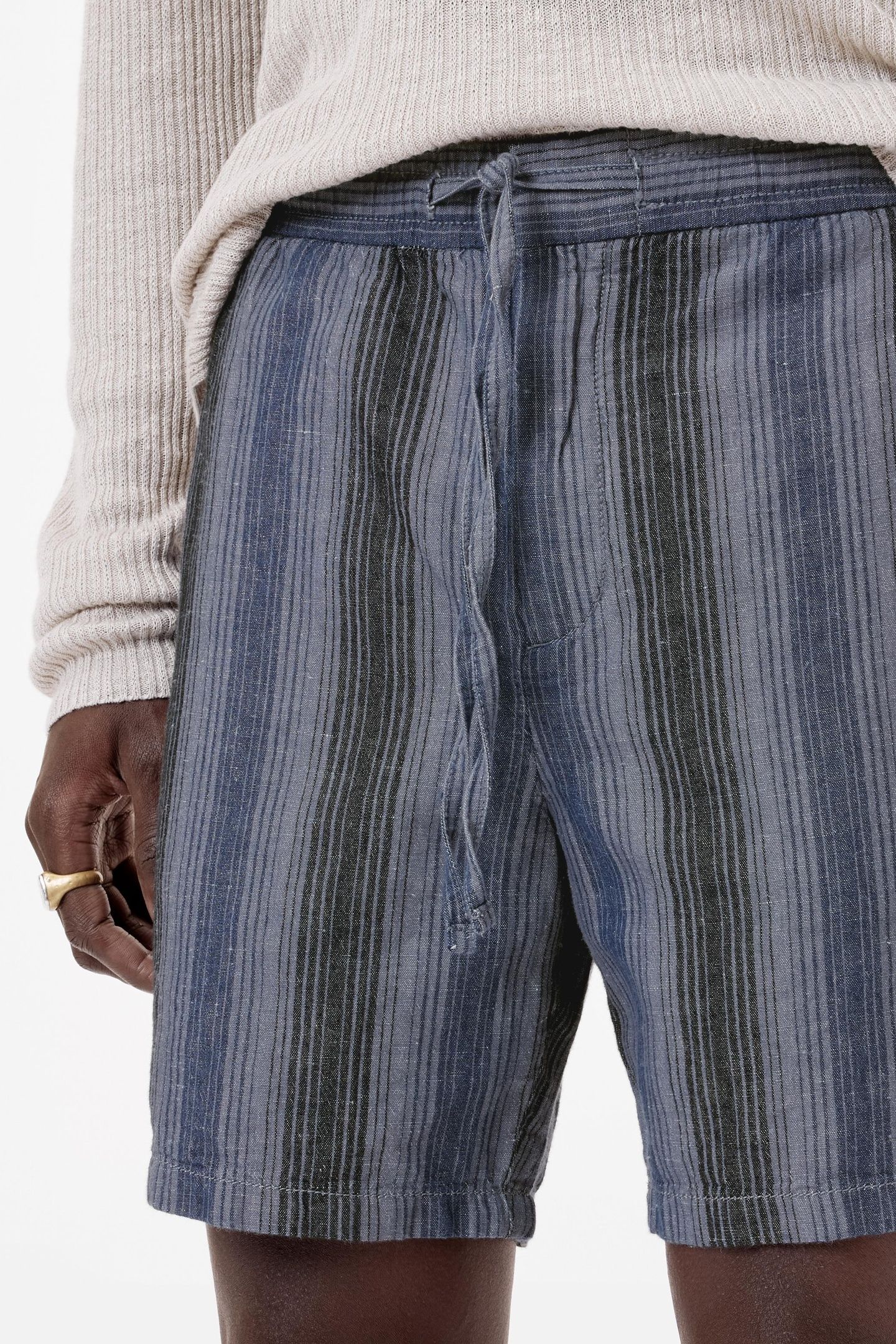 DAVID DRAW STRING SHORTS WITH BACK PATCH DEMIN HTHR 3