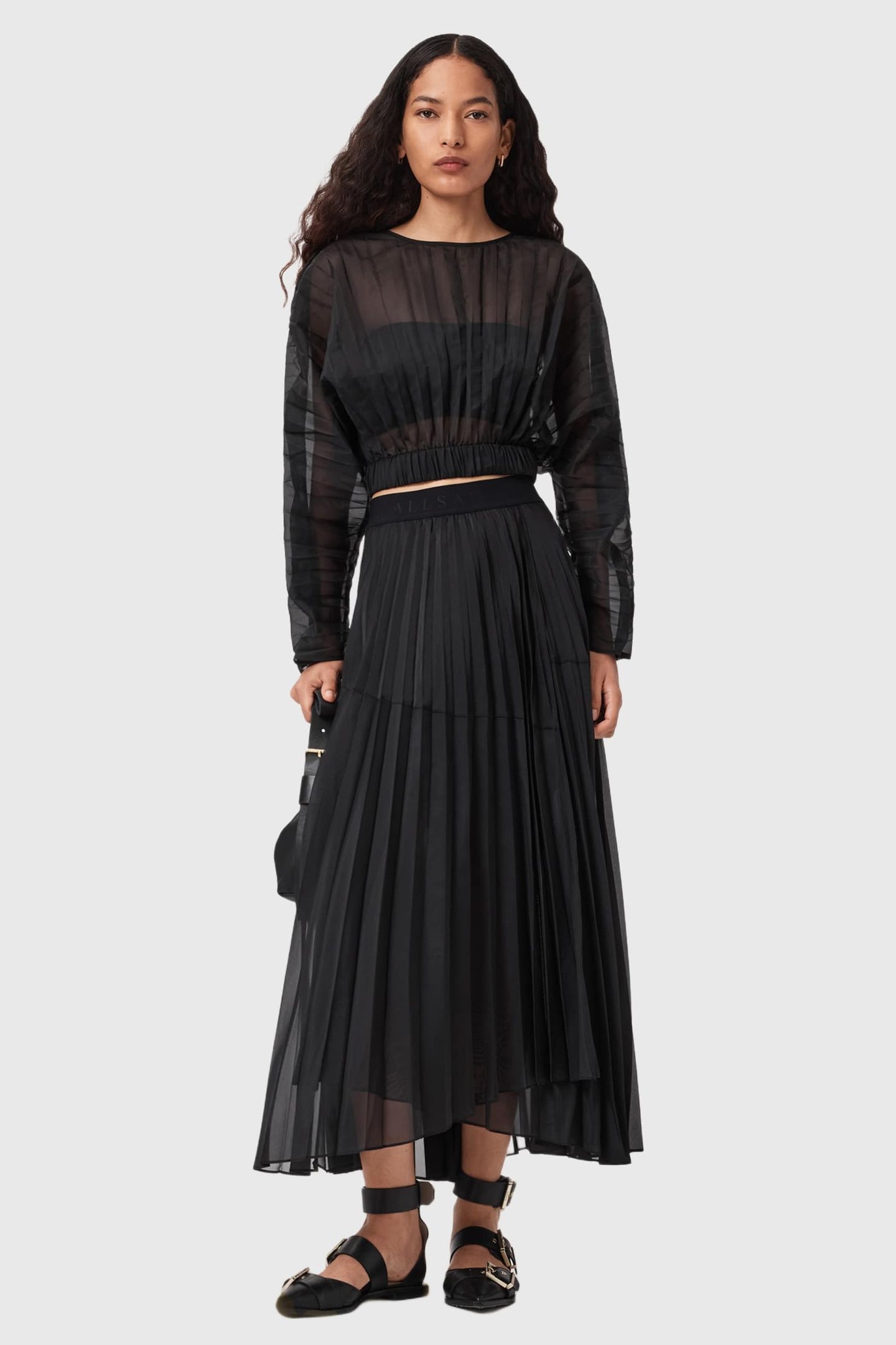 MICAELA PLEAT SKIRT BLACK 2