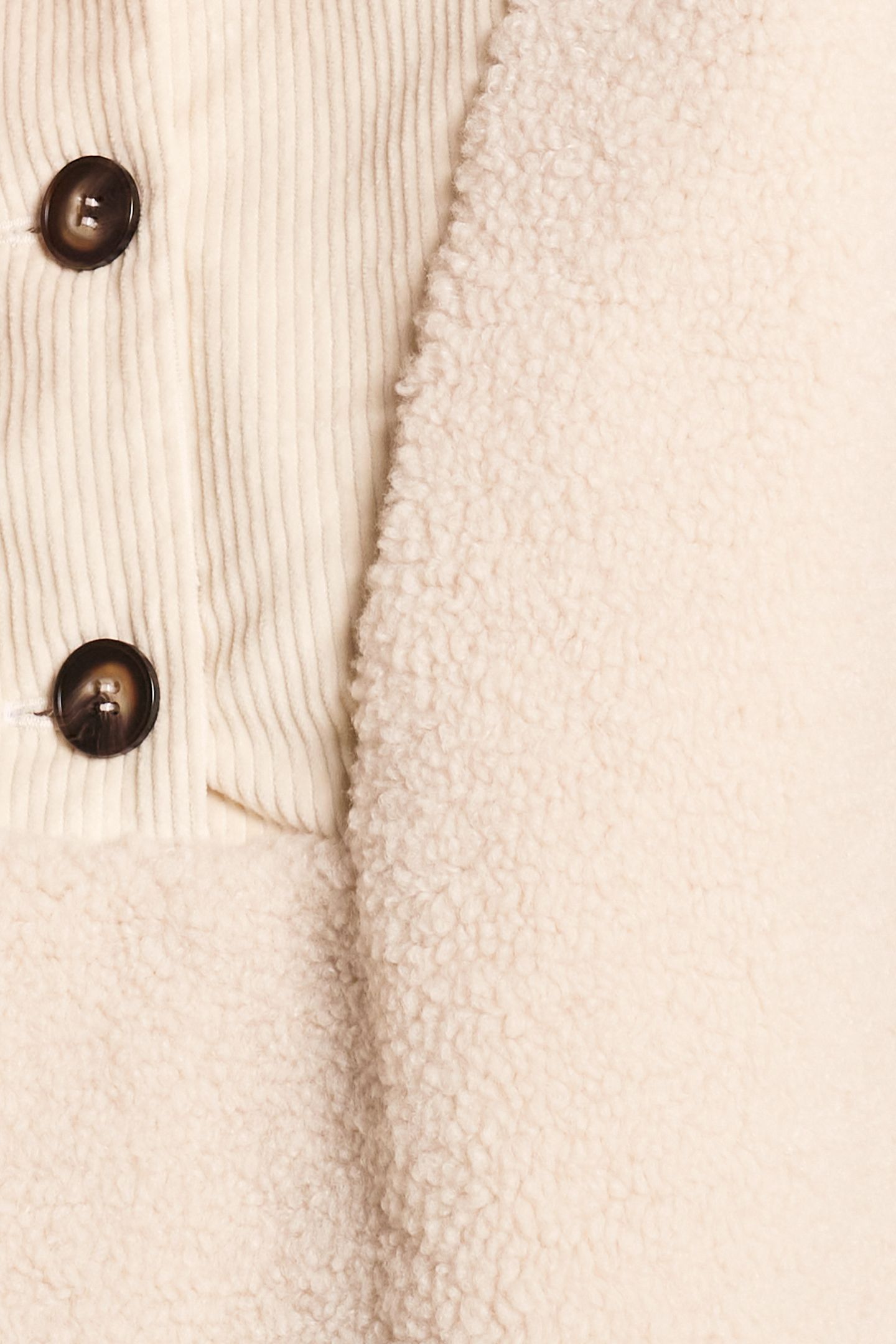 ECRU SHERPA AND VELOUR BUTTON-DOWN SWEATER ECRU 6