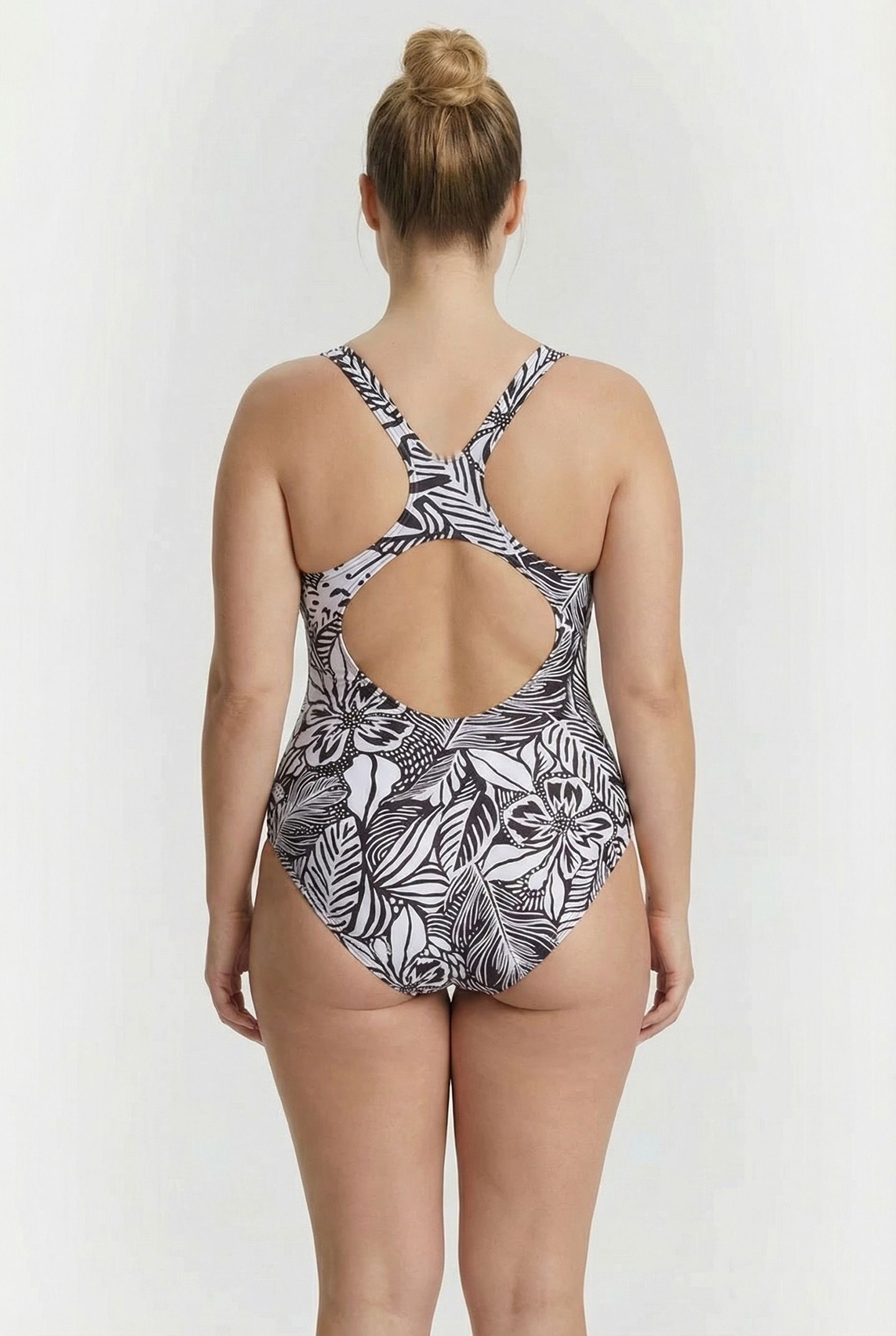 WOMEN'S SWIMSUIT SWIM PRO BACK ALLOVER P BLACK MULTI 2