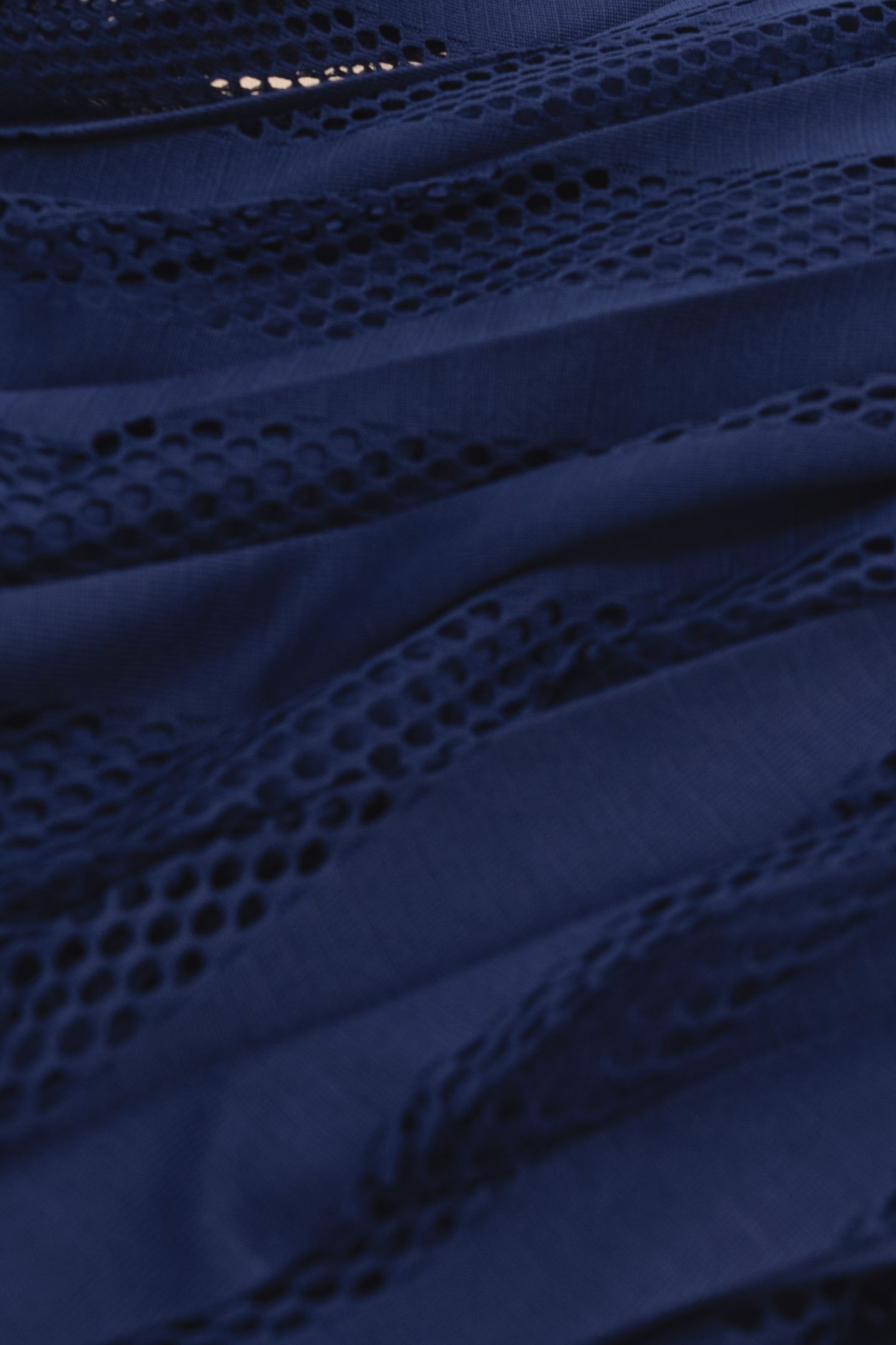 LONG INDIGO PLEATED SKIRT WITH OPENWORK STRIPES INDIGO 7
