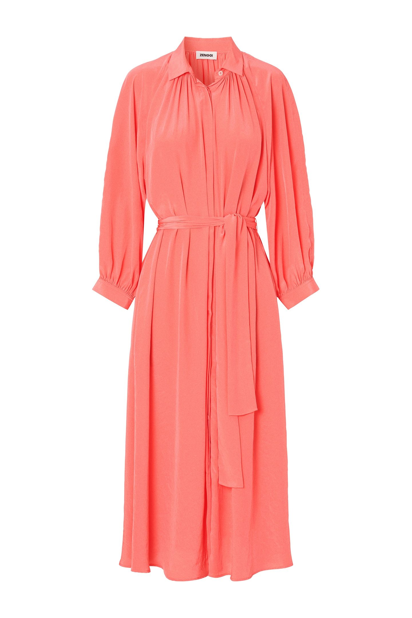 TECHNOSILK GATHERED DRESS RADIANT CORAL 3
