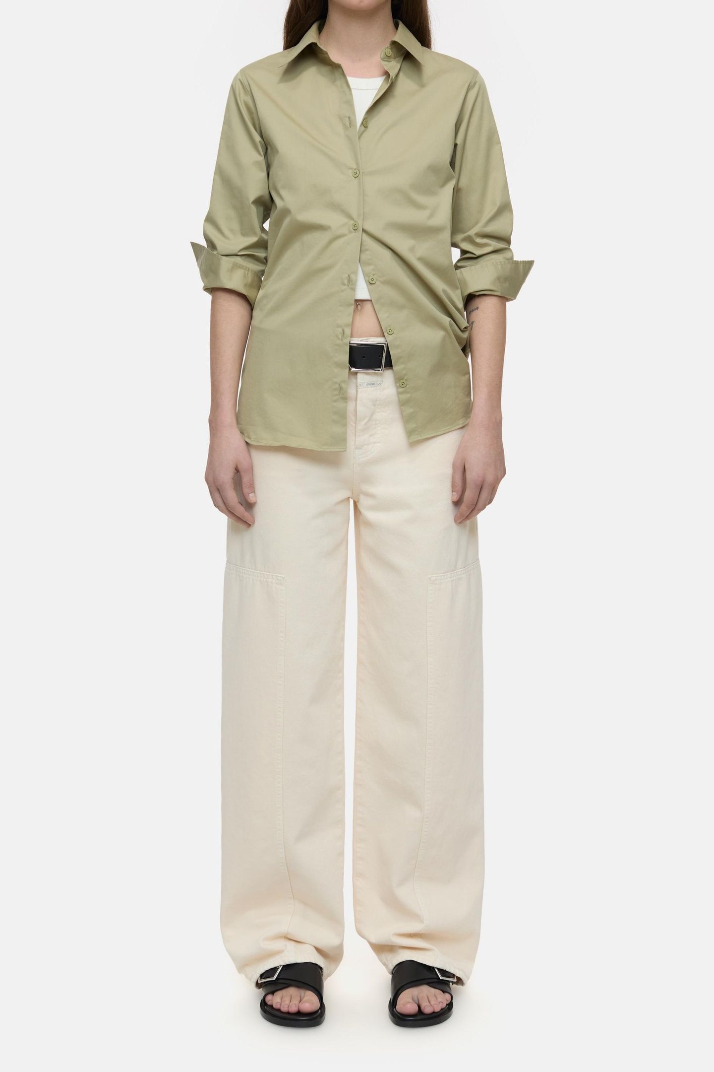 WAISTED SHIRT SHIRTS & BLOUSES SAGE TEA 2