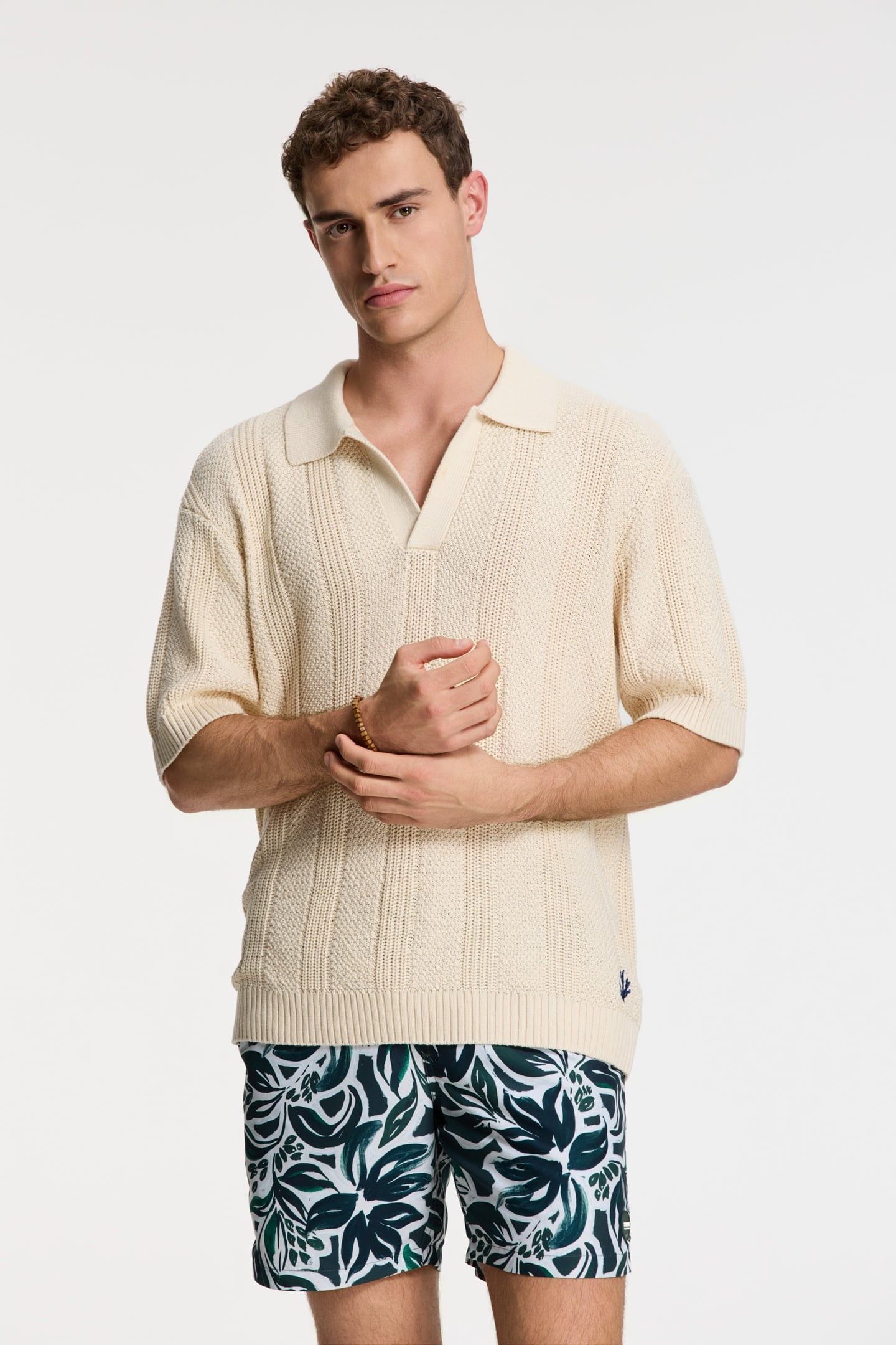PITT KNITTED POLO SOLID BEIGE 1